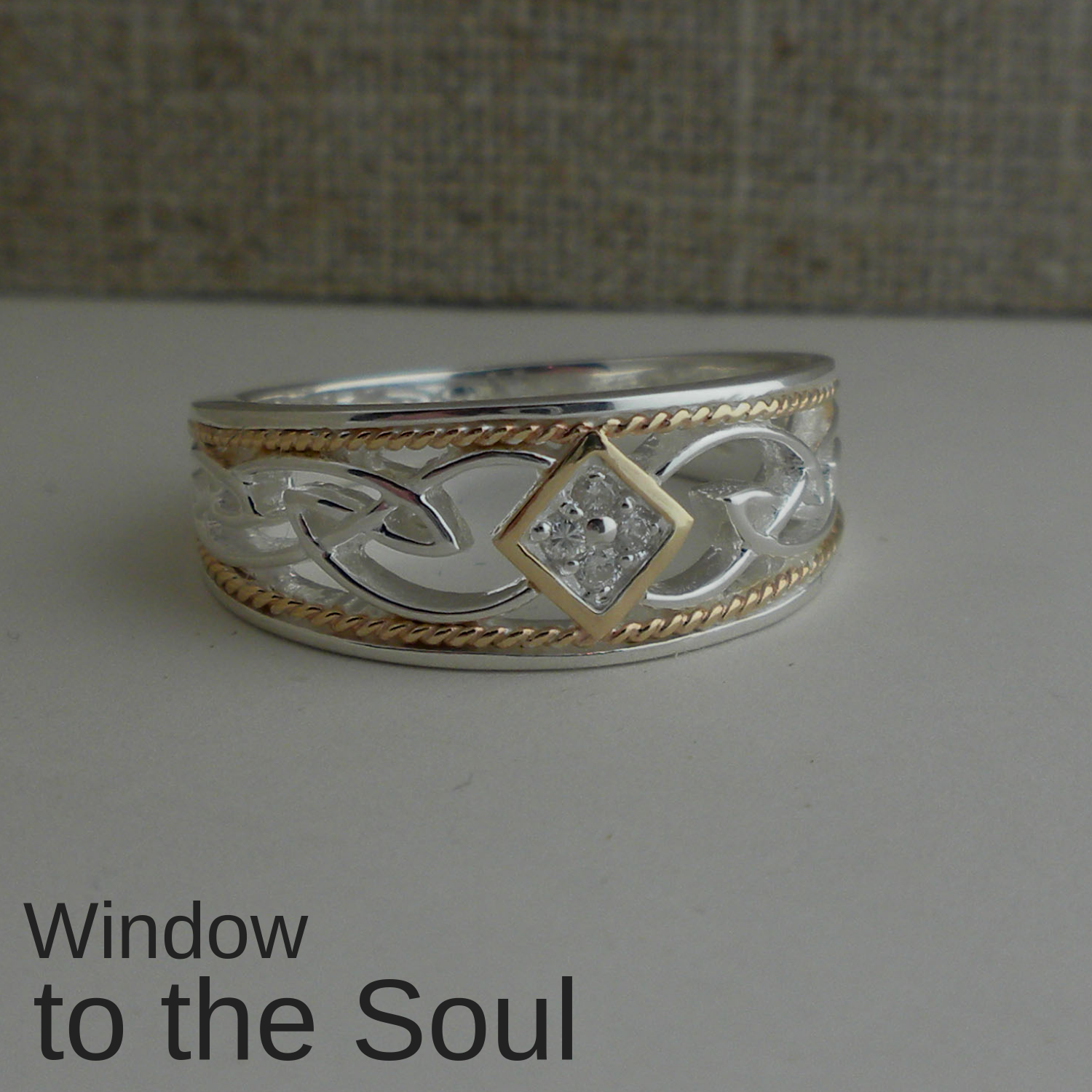 Diamond Celtic Knot Window to the Soul Ring