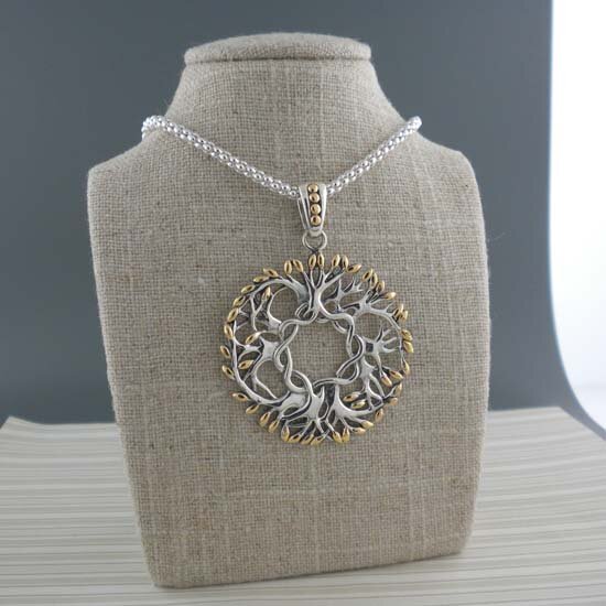 Celtic Tree of Life Pendant in 18K and Sterling Silver