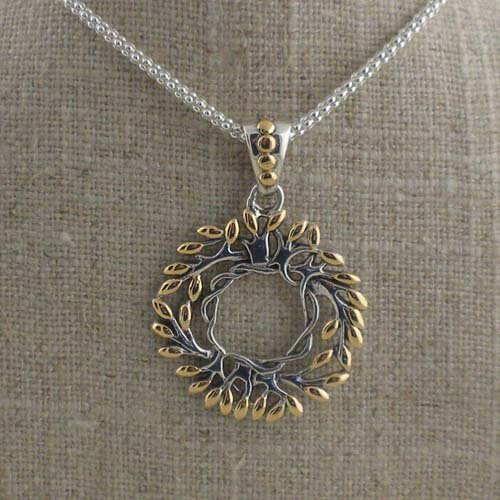 Small Celtic Tree of Life Pendant in 18K &amp; Sterling Silver
