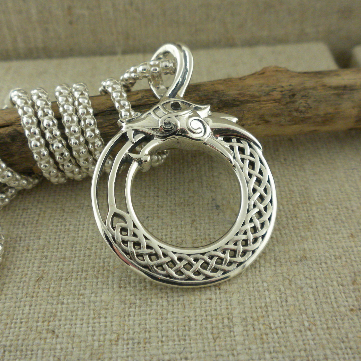 Sterling Silver Celtic Dragon Pendant by Keith Jack
