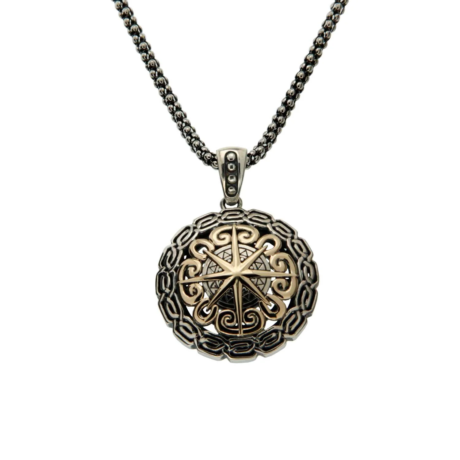 Sterling Silver &amp; 10K Celtic Compass Pendant