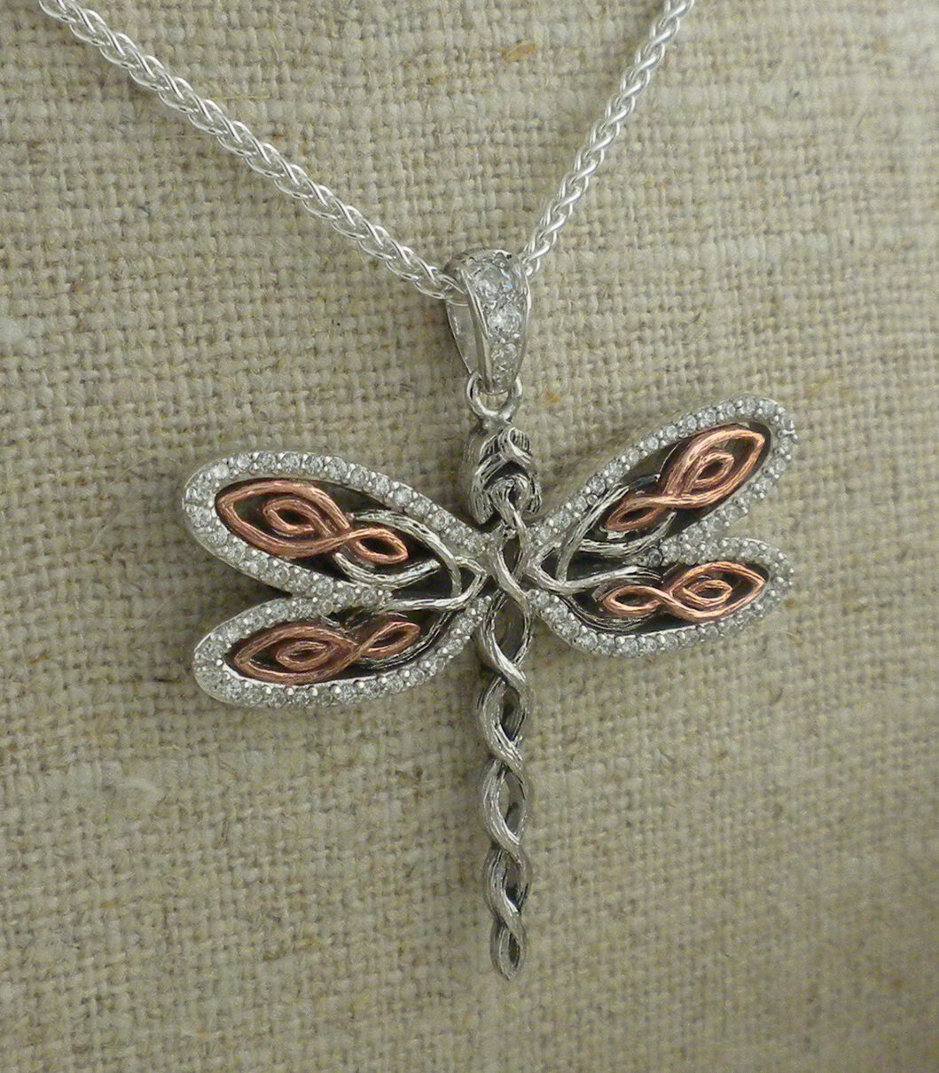 Celtic Dragonfly with Rose Gold Pendant