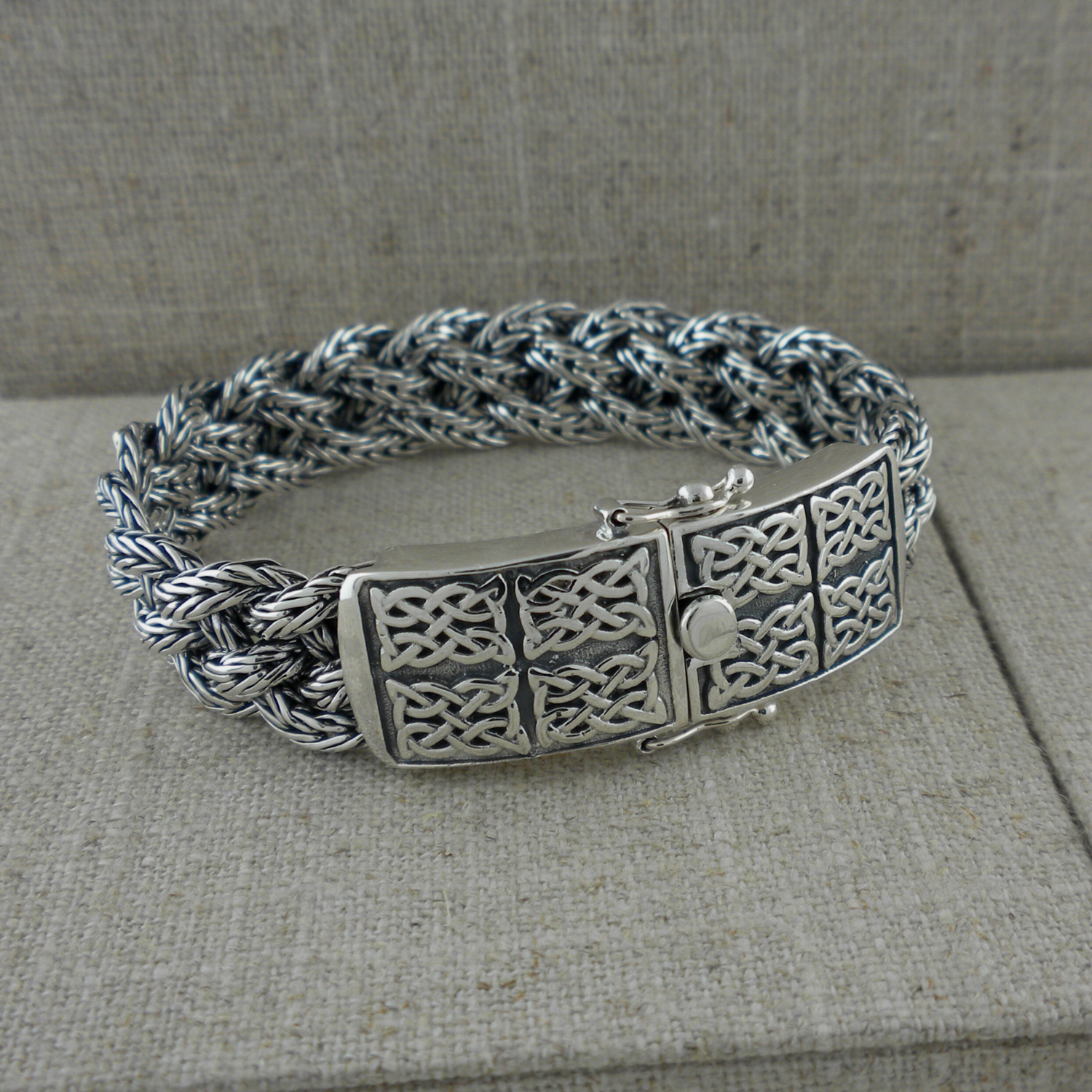 Wide Sterling Silver Norse Forge Celtic Bracelet