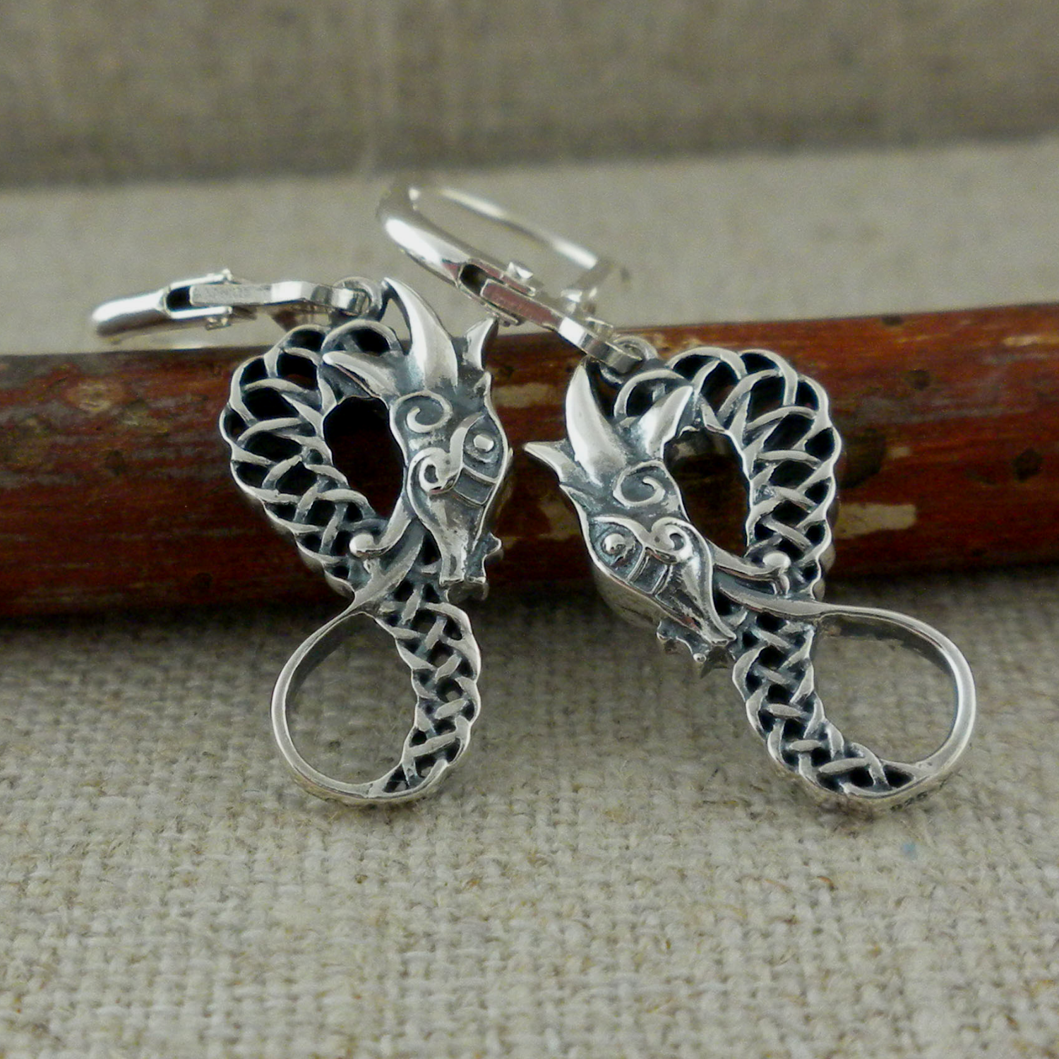 Sterling Silver Celtic Dragon Earrings