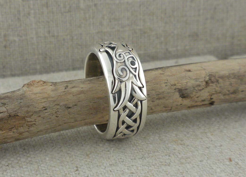 Silver Dragon &amp; Celtic Knot Ring