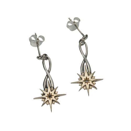 Compass Earrings with White Sapphires
