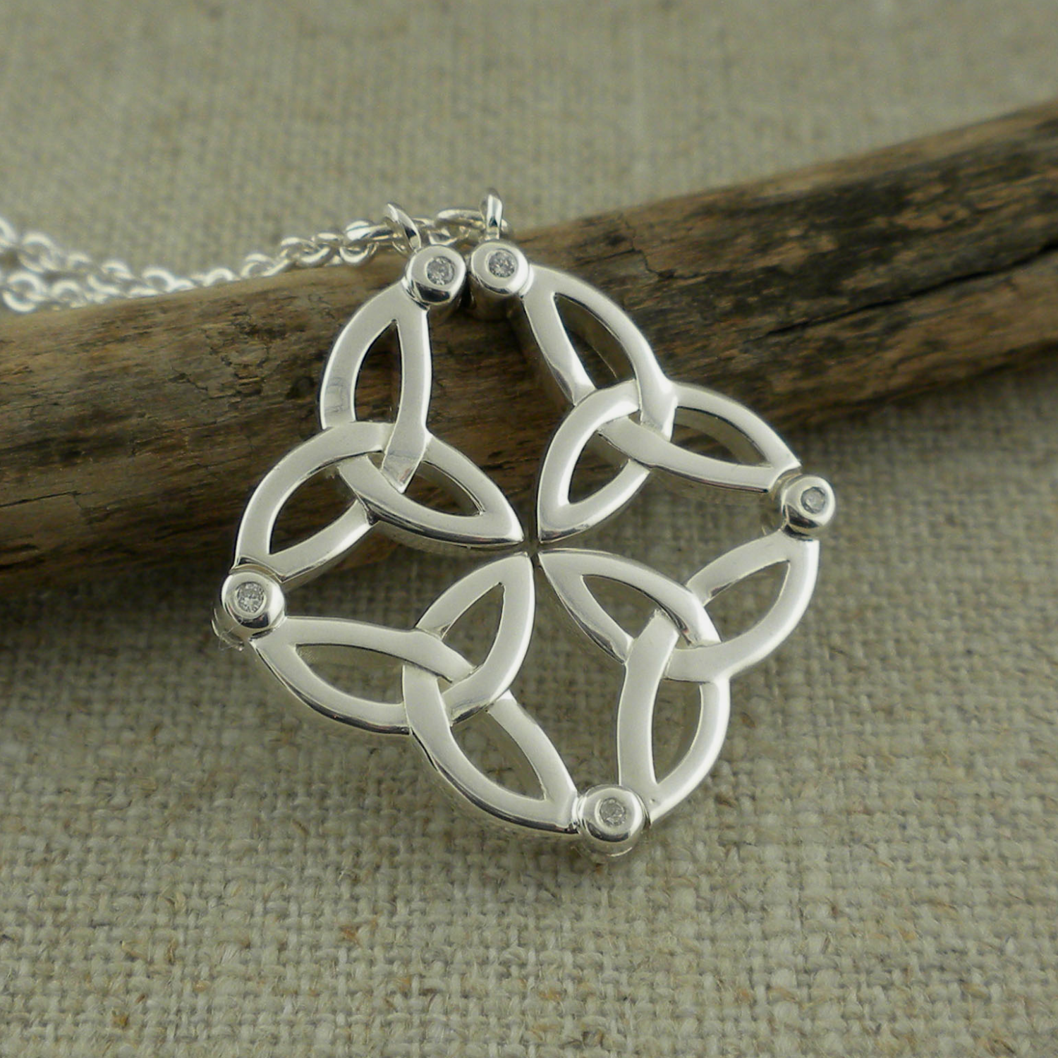 Sterling Silver Diamond Celtic Synergy Pendant