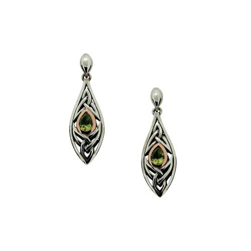 Elven Earrings with Trinity Knots with Gem