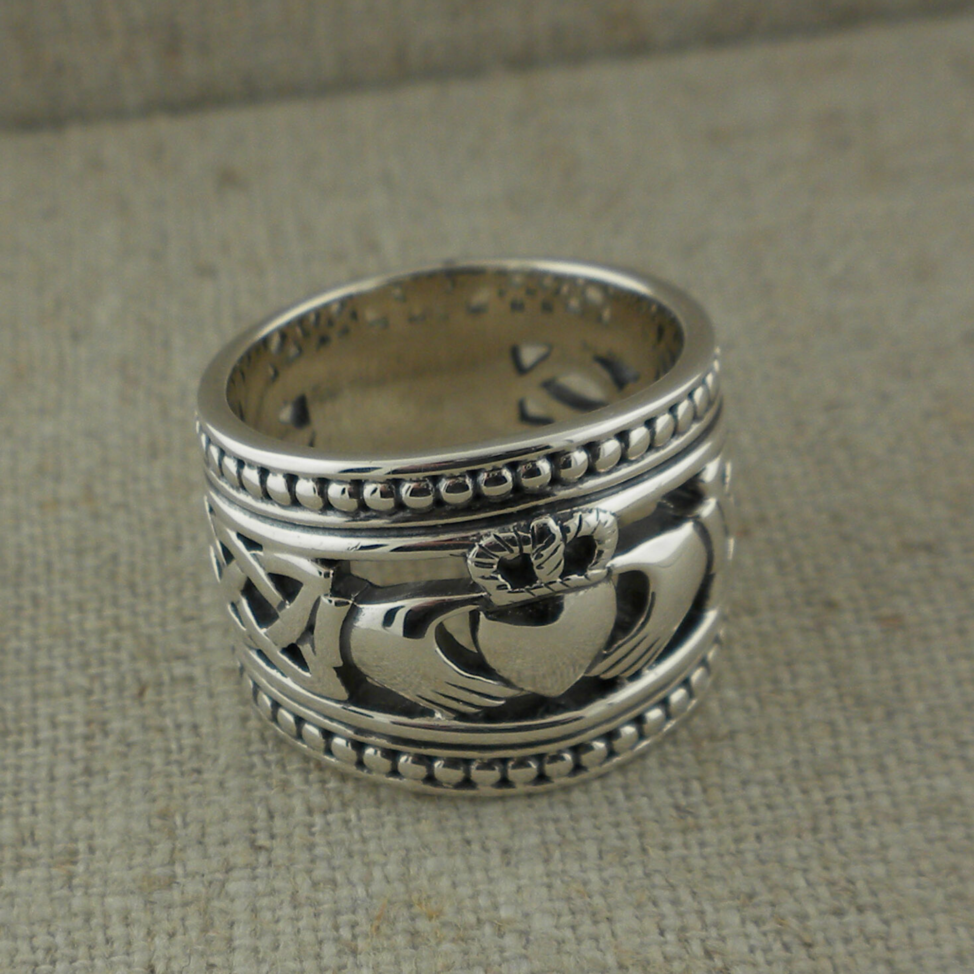 Extra Wide Sterling Silver Claddagh Ring