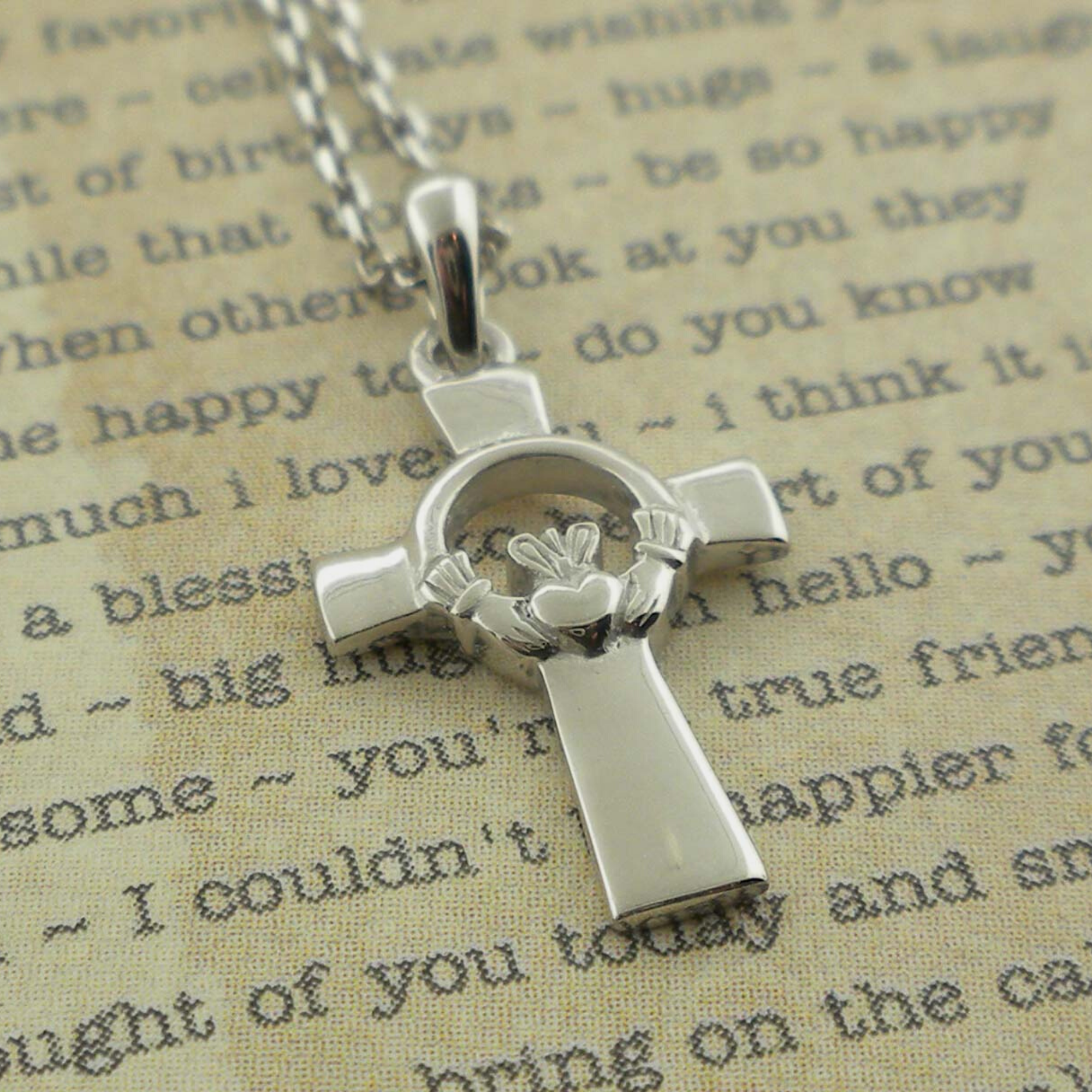 Tiny Sterling Silver Claddagh Celtic Cross