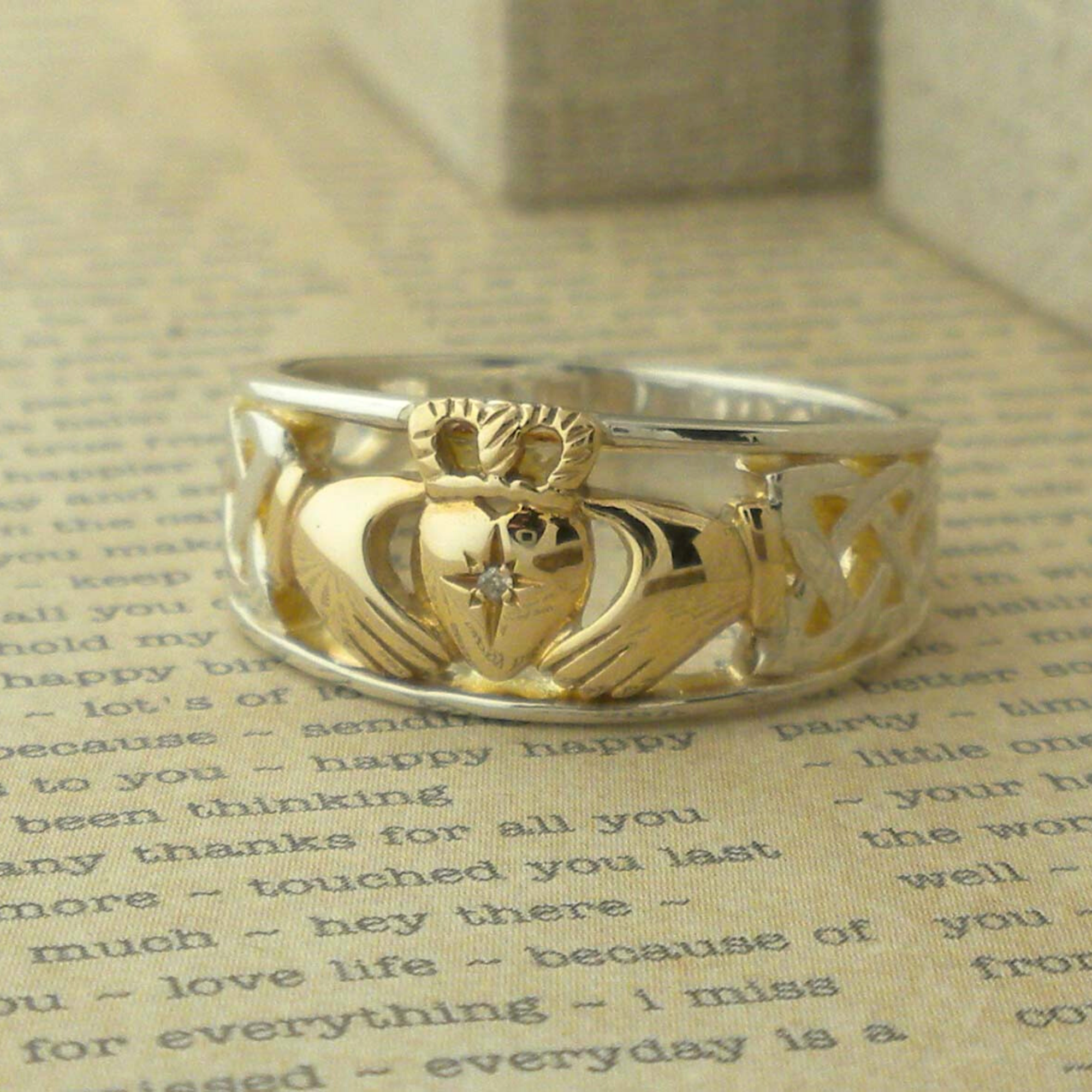 Sterling and 10K Claddagh Rings
