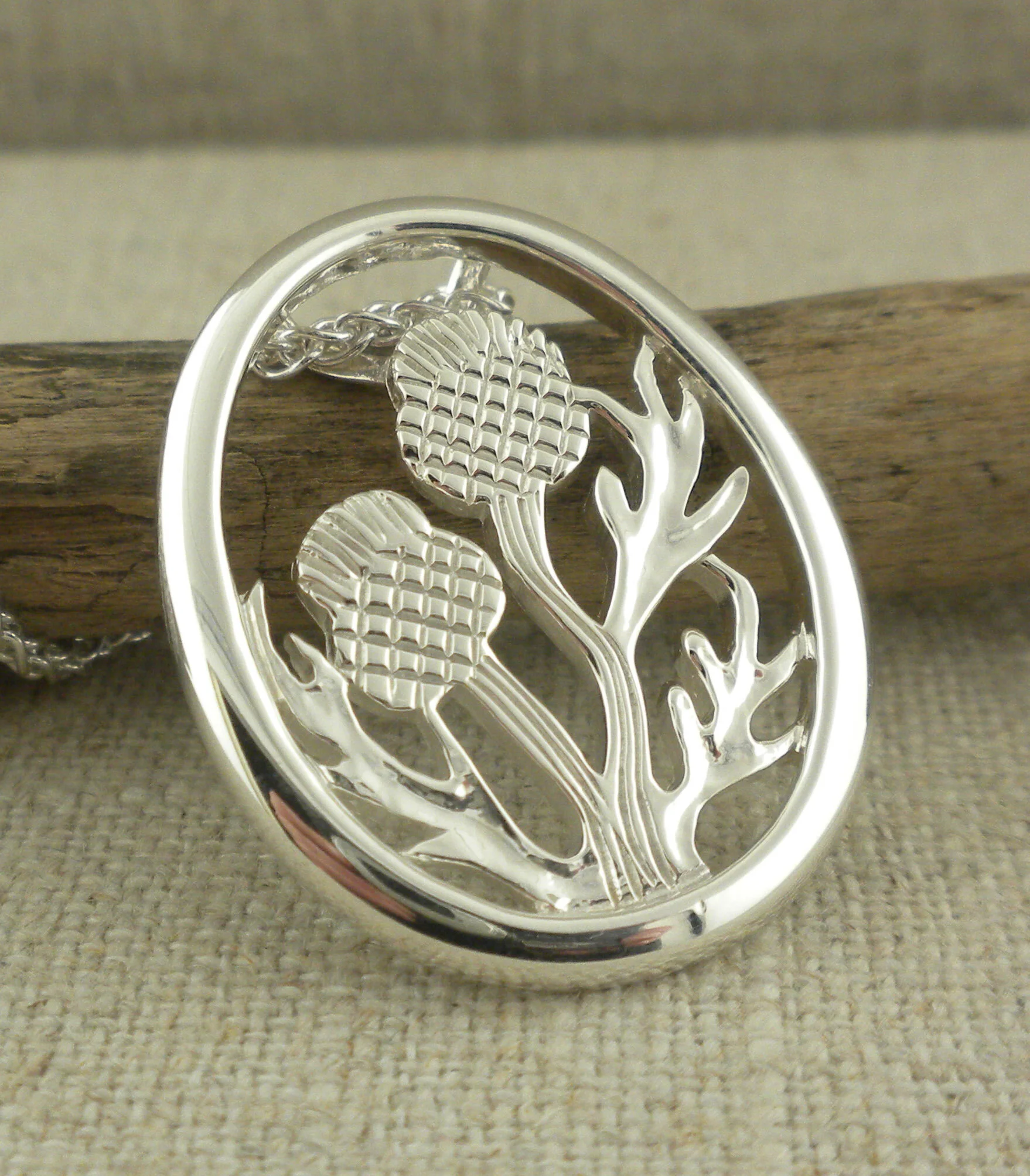 Sterling Silver Double Scottish Thistle Pendant