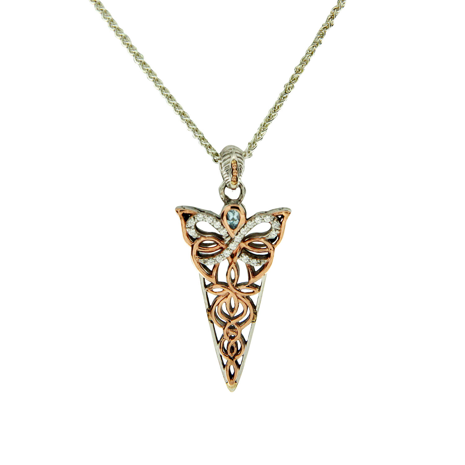 Silver and Rose Gold Celtic Butterfly Pendant
