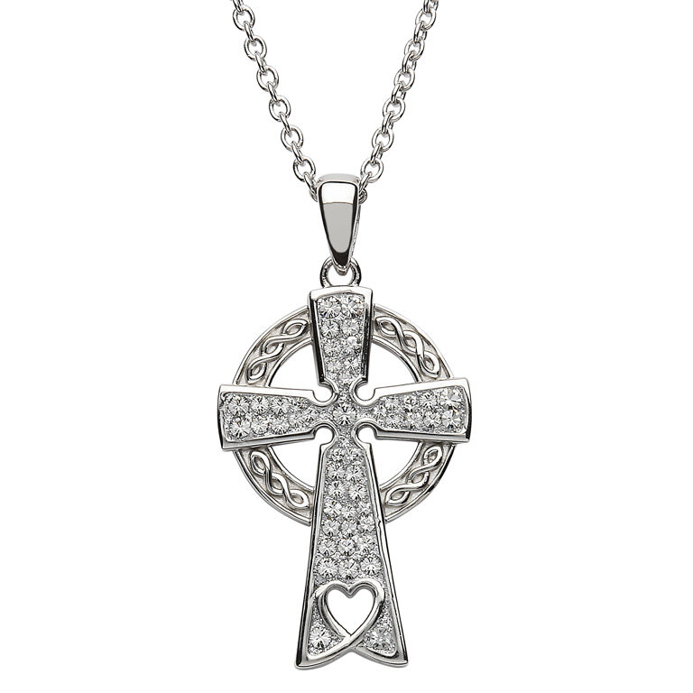 Celtic Cross with Heart and Swarovski Crystals Cross