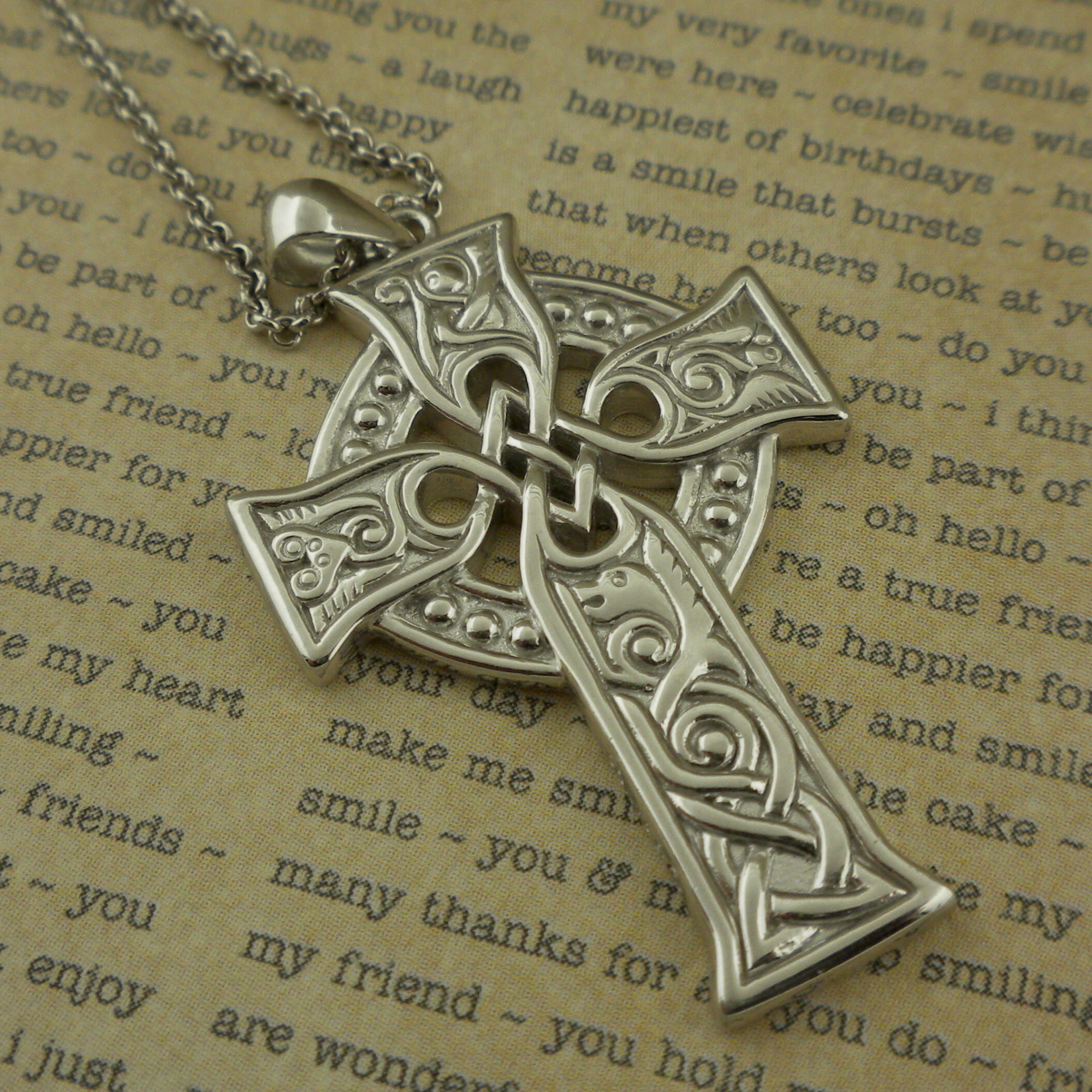 Sterling Silver Large Gospel Celtic Cross by Solvar