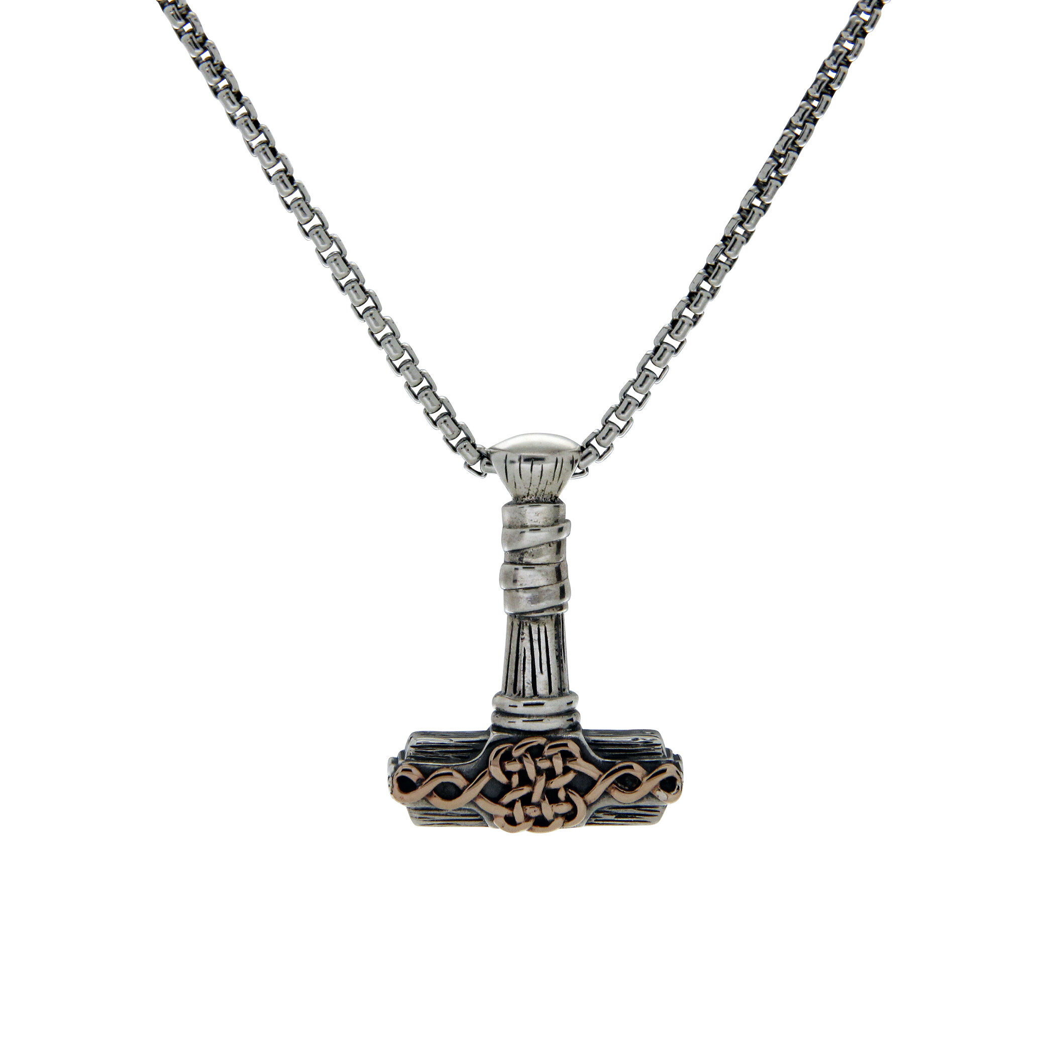Bronze and Sterling Silver Thor's Hammer Double Sided
