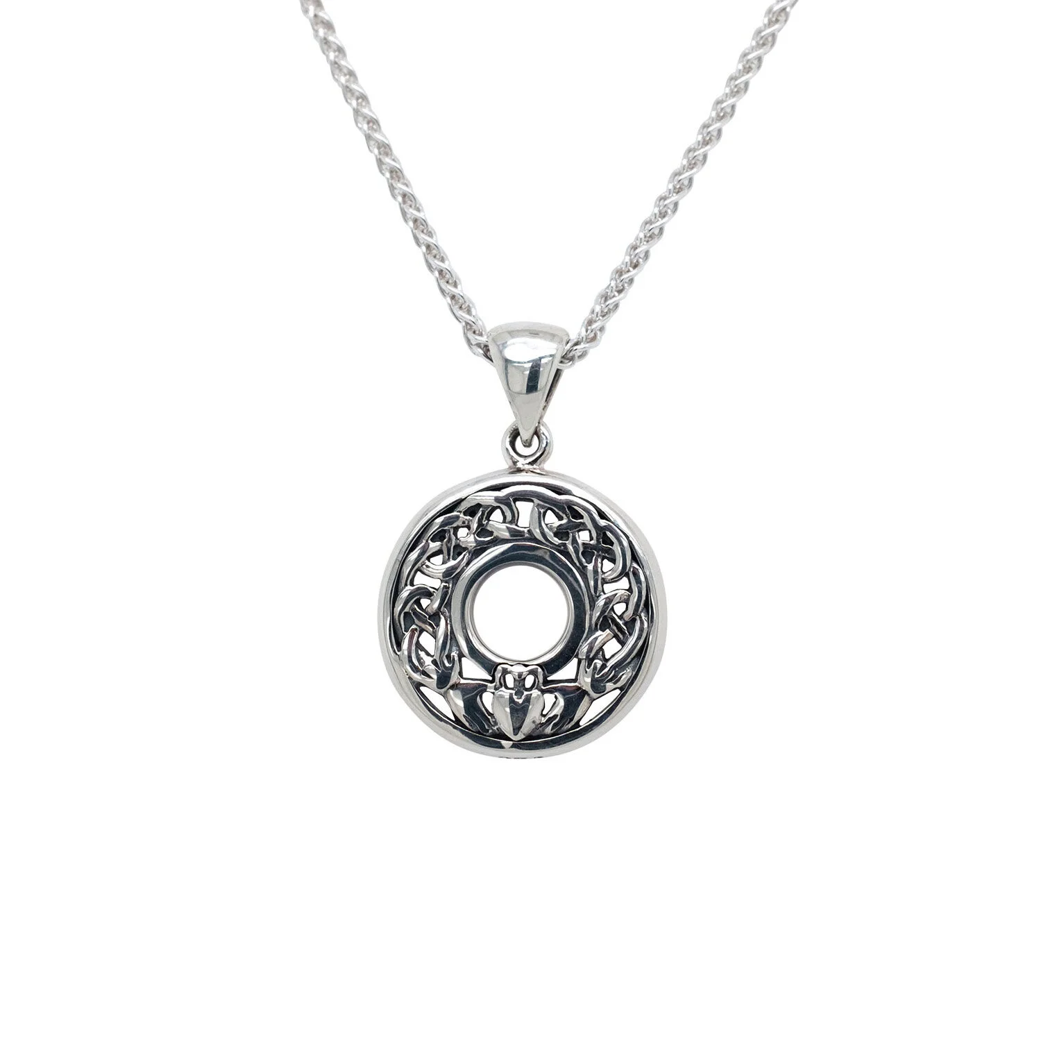Dainty Sterling Silver Claddagh Pendant