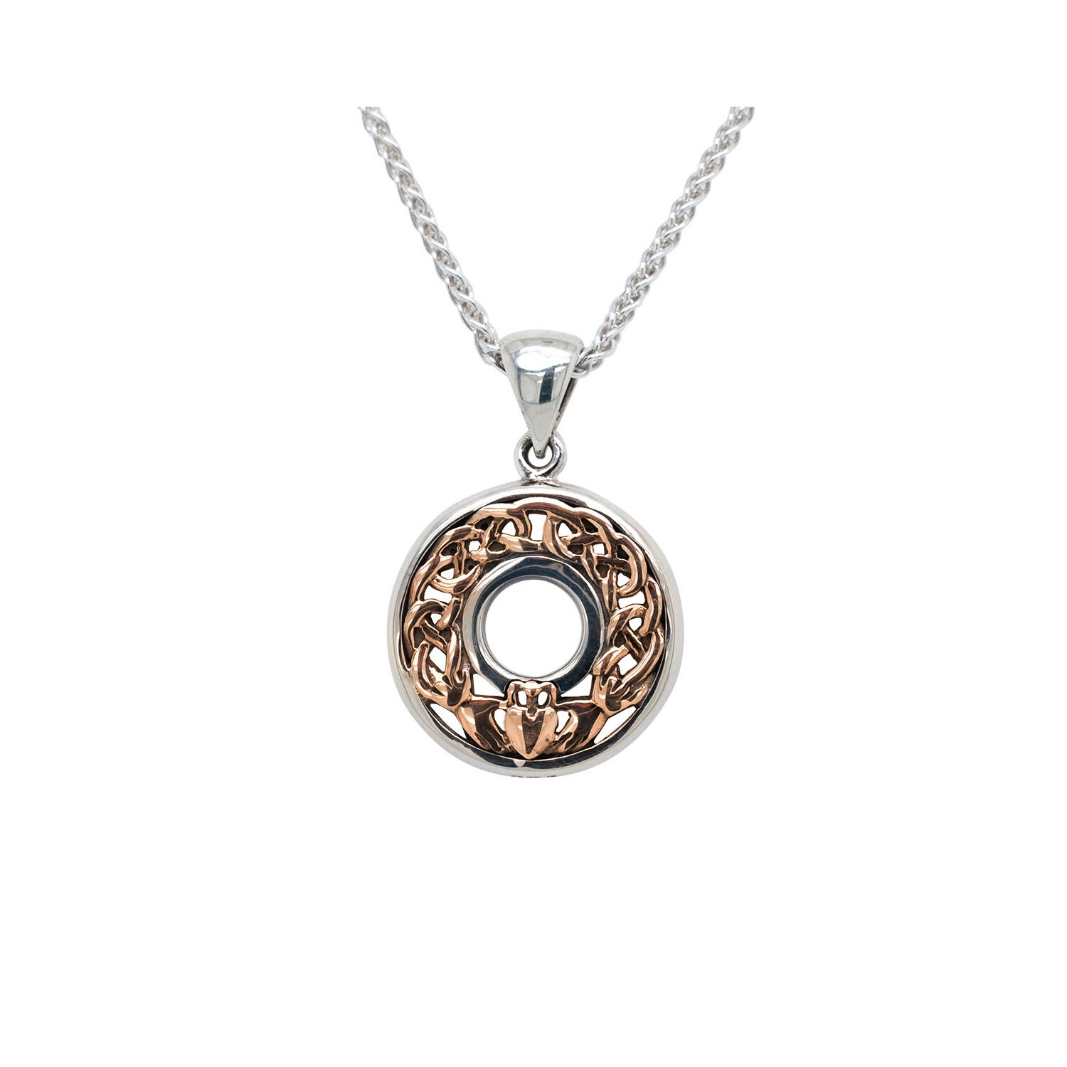 Dainty Sterling Silver and 10K  Yellow or Rose Claddagh Pendant