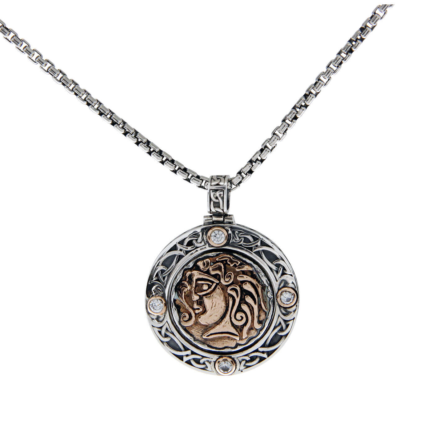 Bronze and Sterling Silver Four Angels Coin Pendant