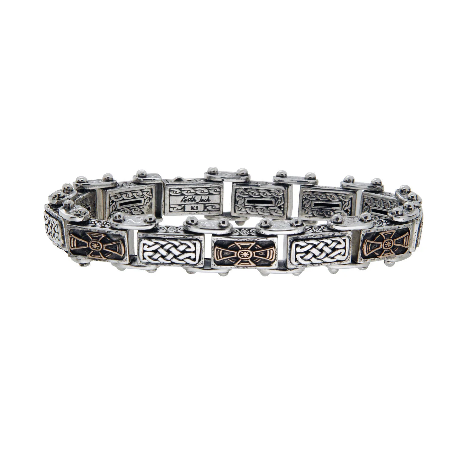 Bronze and Sterling Silver Celtic Cross &amp; Celtic Knot Bracelet