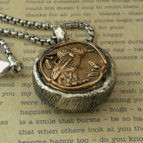 Bronze and Sterling Silver Wisdom of the Warrior Pendant