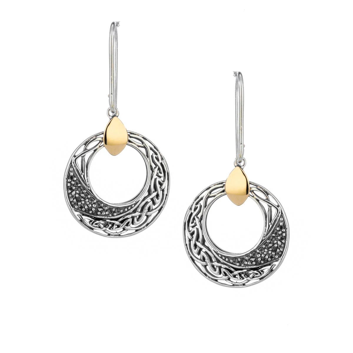 Sterling &10K Celtic Comet Earrings with White Topaz