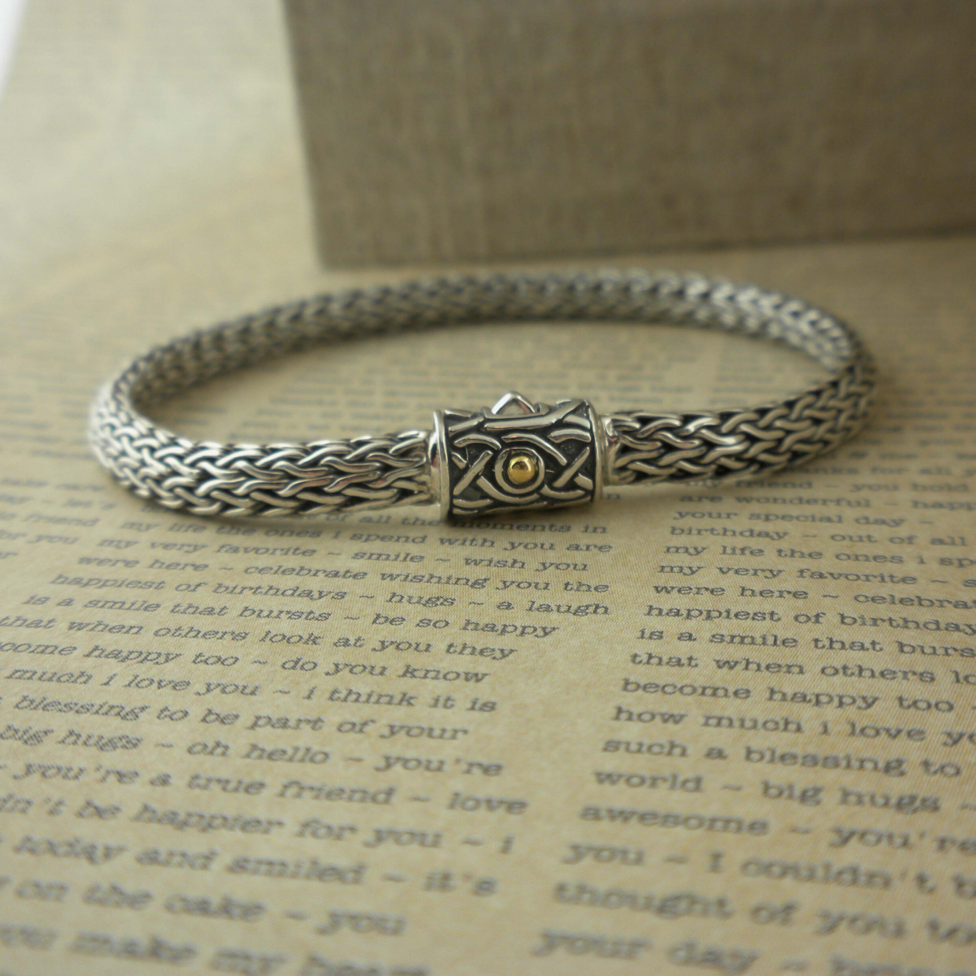 Celtic Dragon Weave Bracelet with 18K Gold Accent