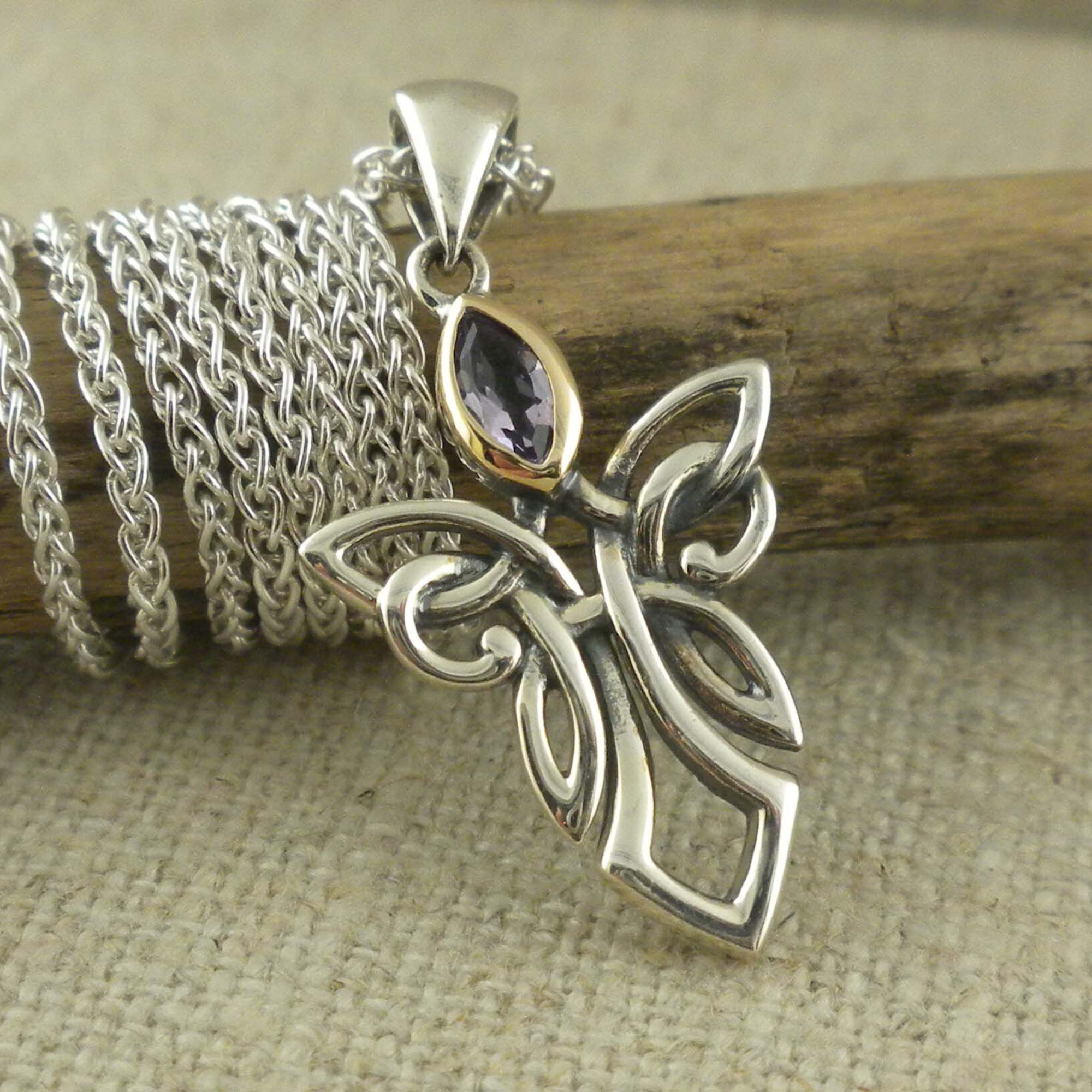 Small Celtic Guardian Angel with Amethyst