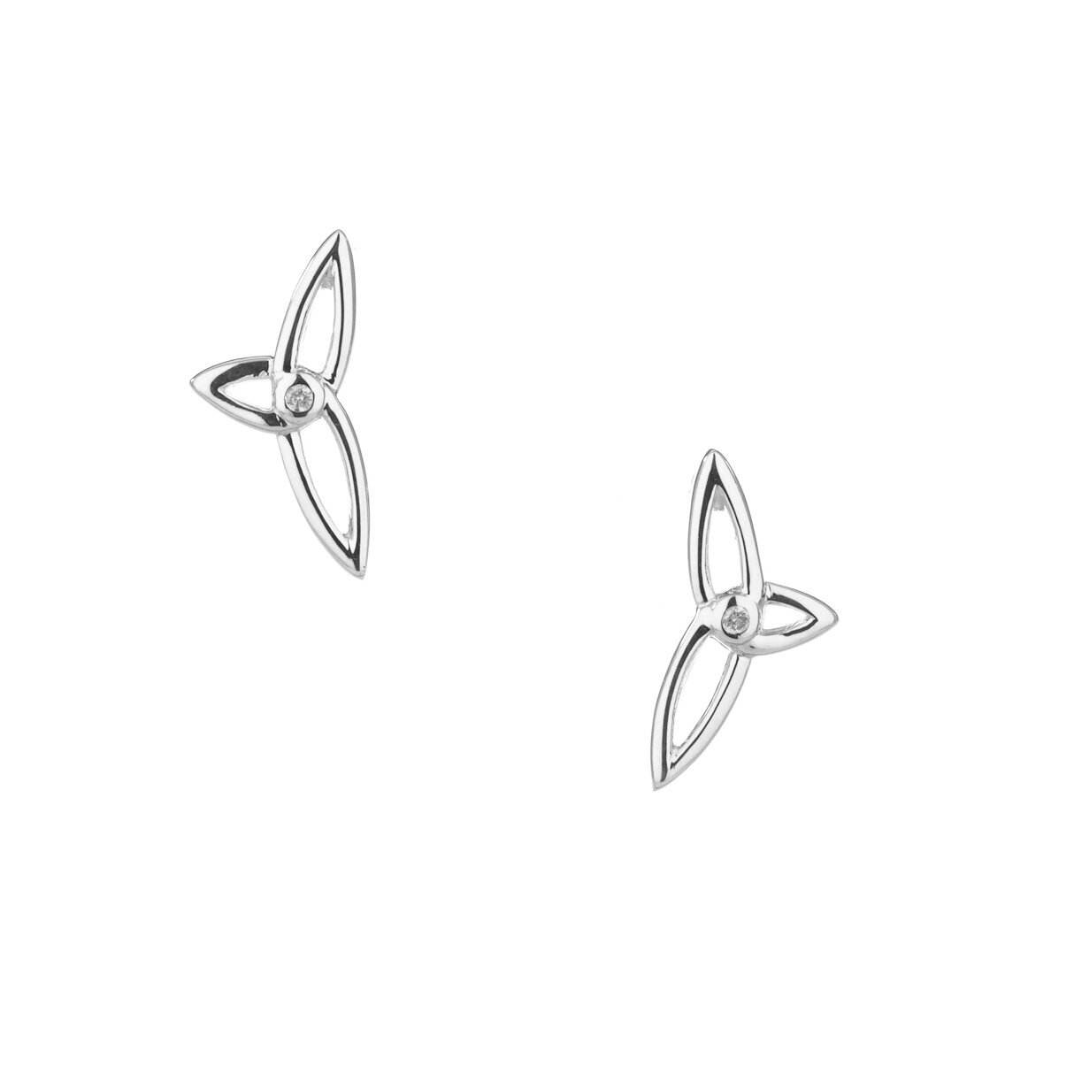 Sterling Silver Stud Diamond Celtic Synergy Earrings