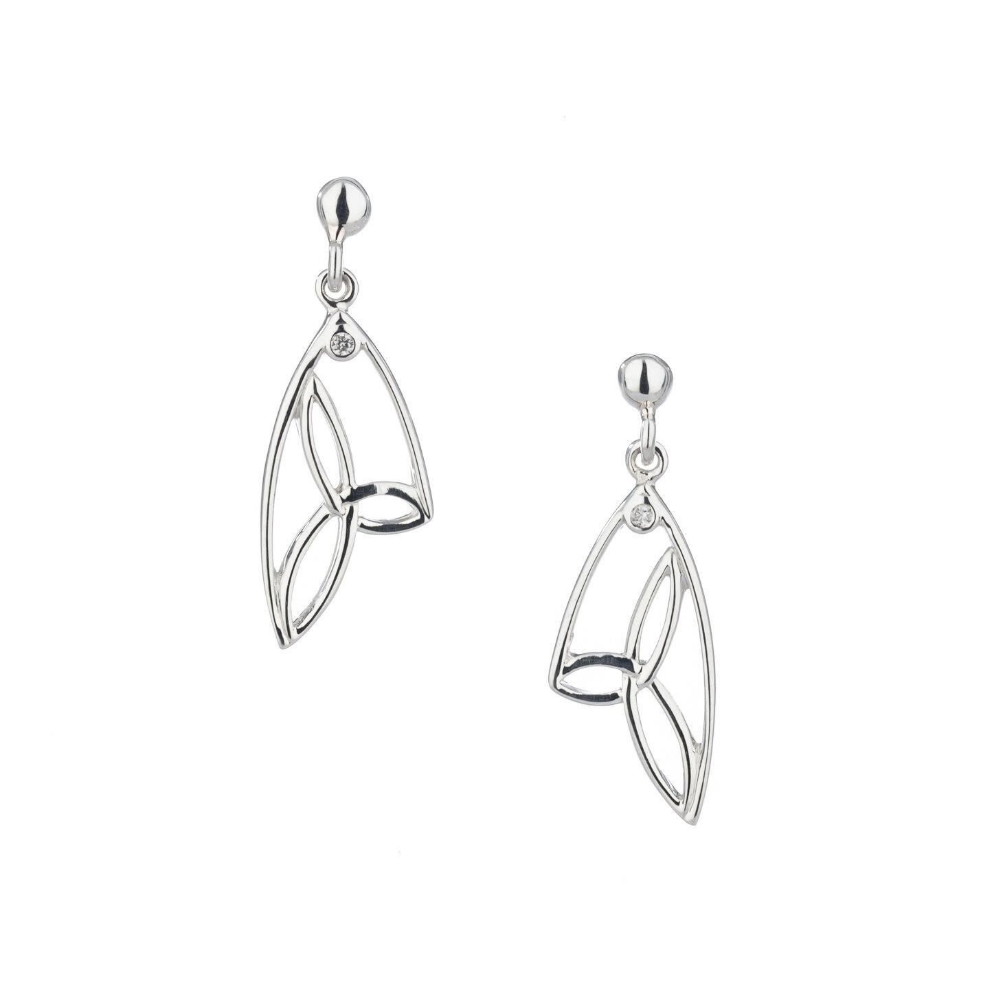 Sterling Silver Diamond Celtic Synergy Earrings