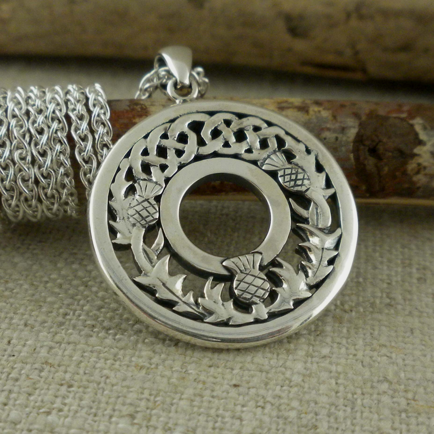 Sterling Silver Thistle Pendant