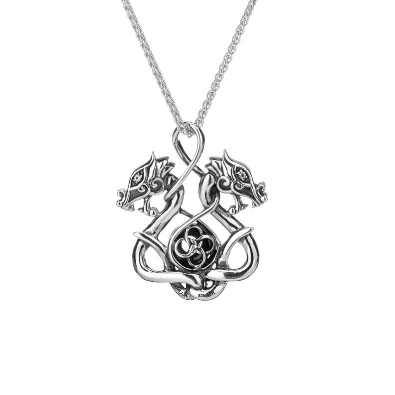 Sterling Silver Double Dragon Pendant in two sizes