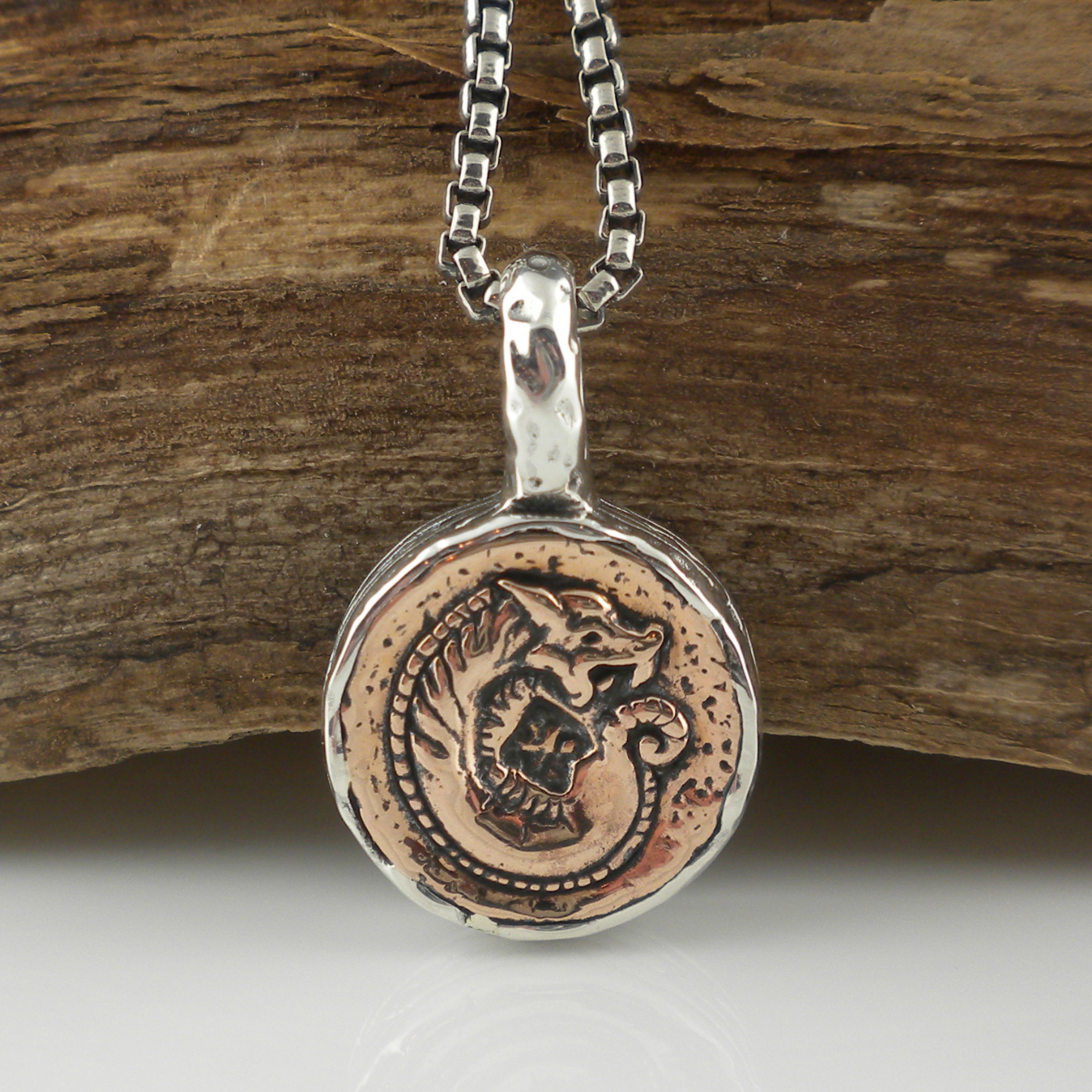 Bronze and Sterling Silver Dragon Spirit Pendant