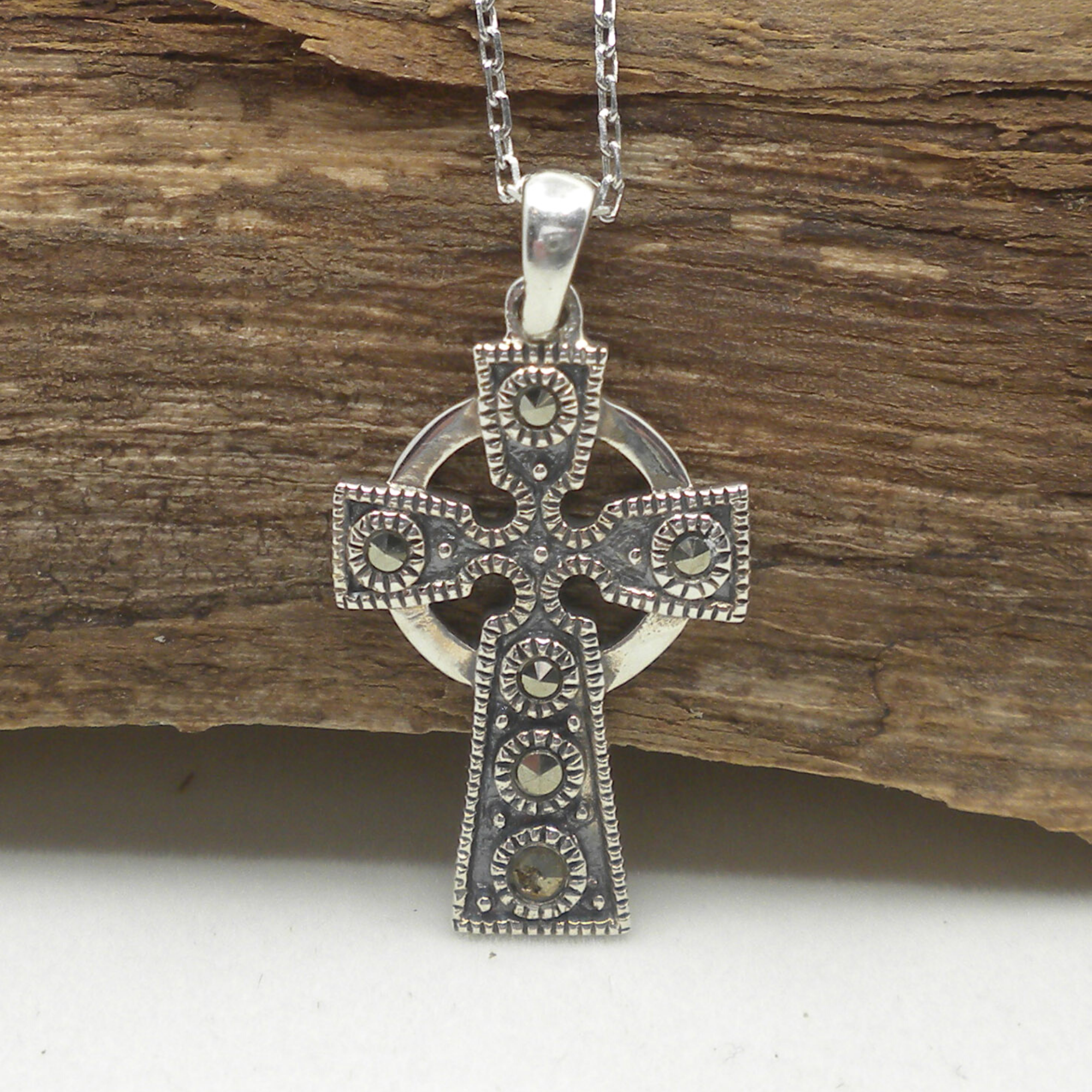 Sterling Silver Marcasite Celtic Cross