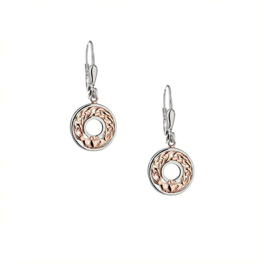 Dainty Sterling Silver Gold or Rose Gold Claddagh Earrings