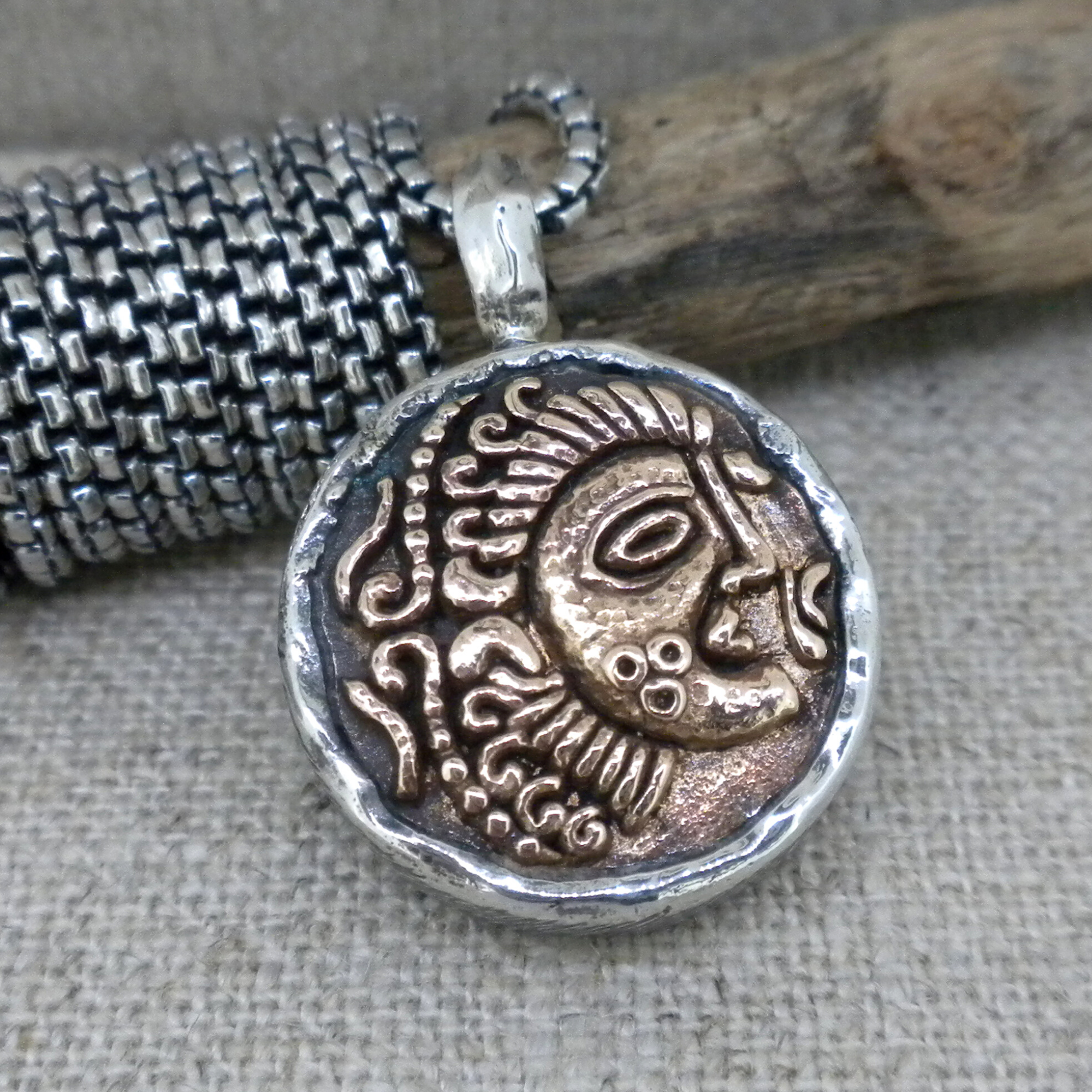 Bronze and Sterling Silver Celestial Messengers Pendant