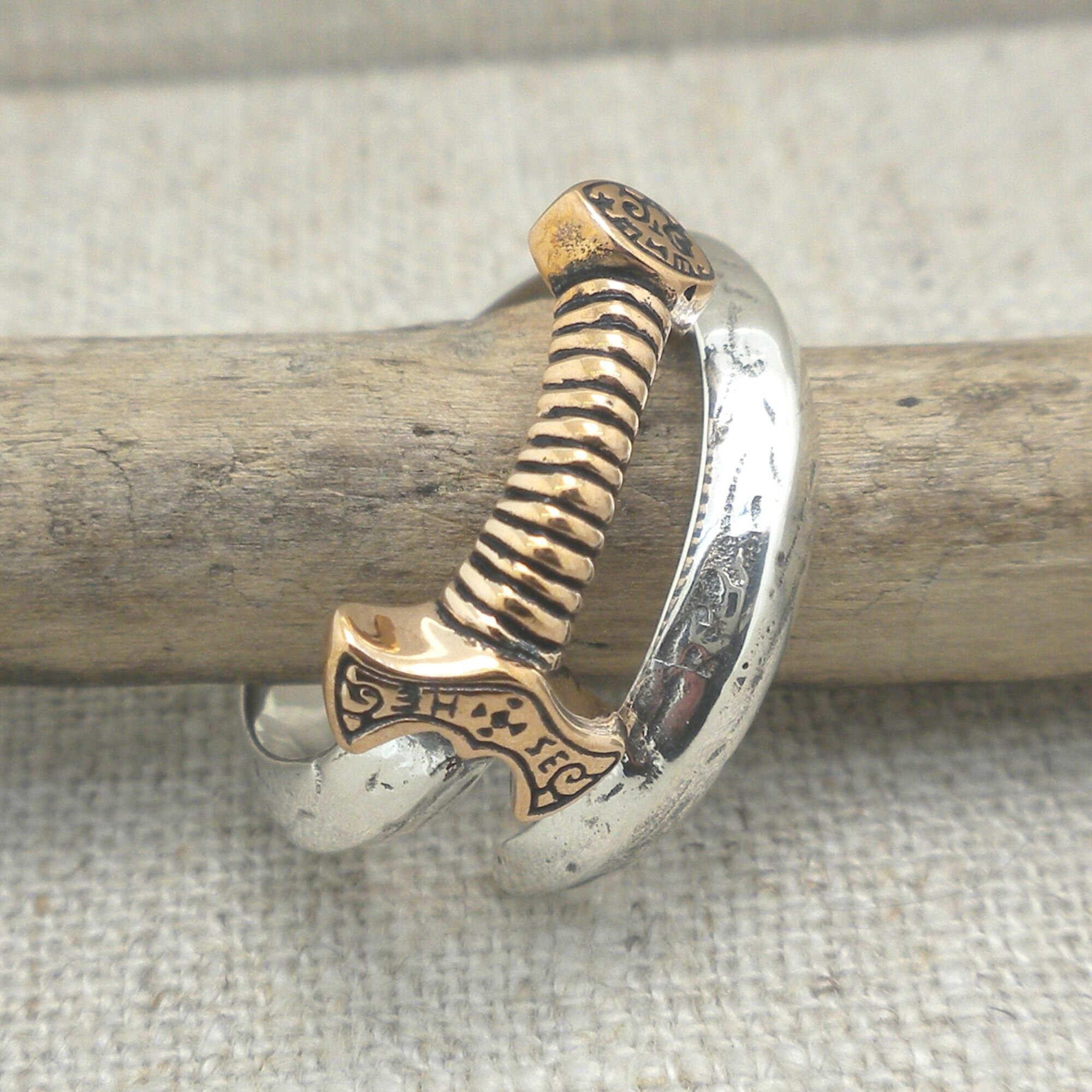 Bronze and Sterling Silver Viking Sword Ring — Basil-Ltd: Irish & Celtic