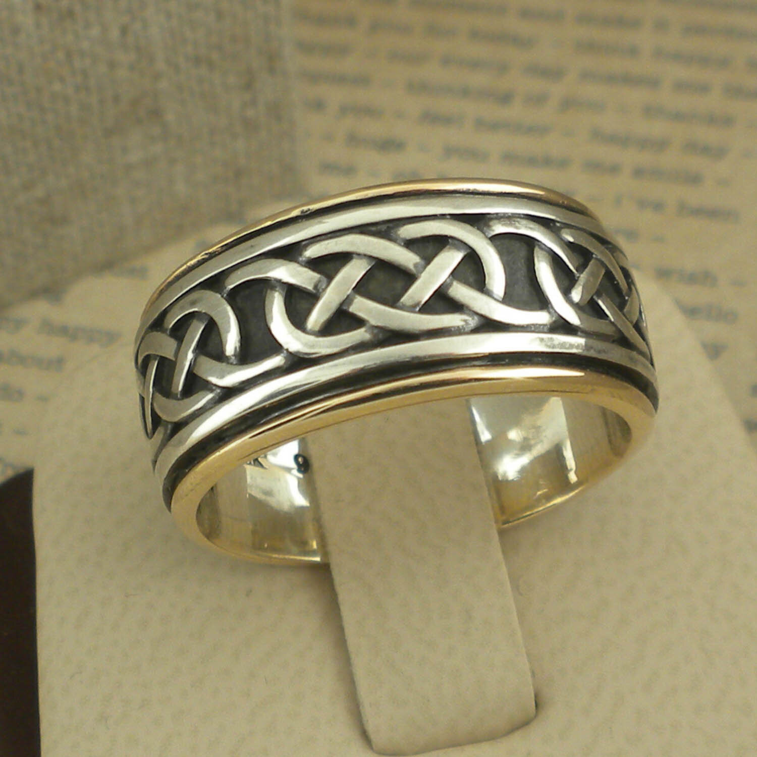 Sterling &amp; 10K Celtic Wedding Ring