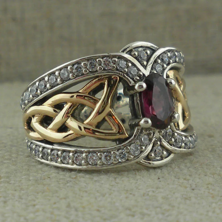 Celtic Knot Ring with Rhodolite or Iolite