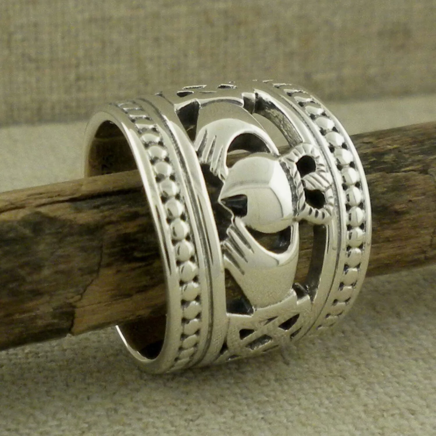 Extra Wide Sterling Silver Claddagh Ring