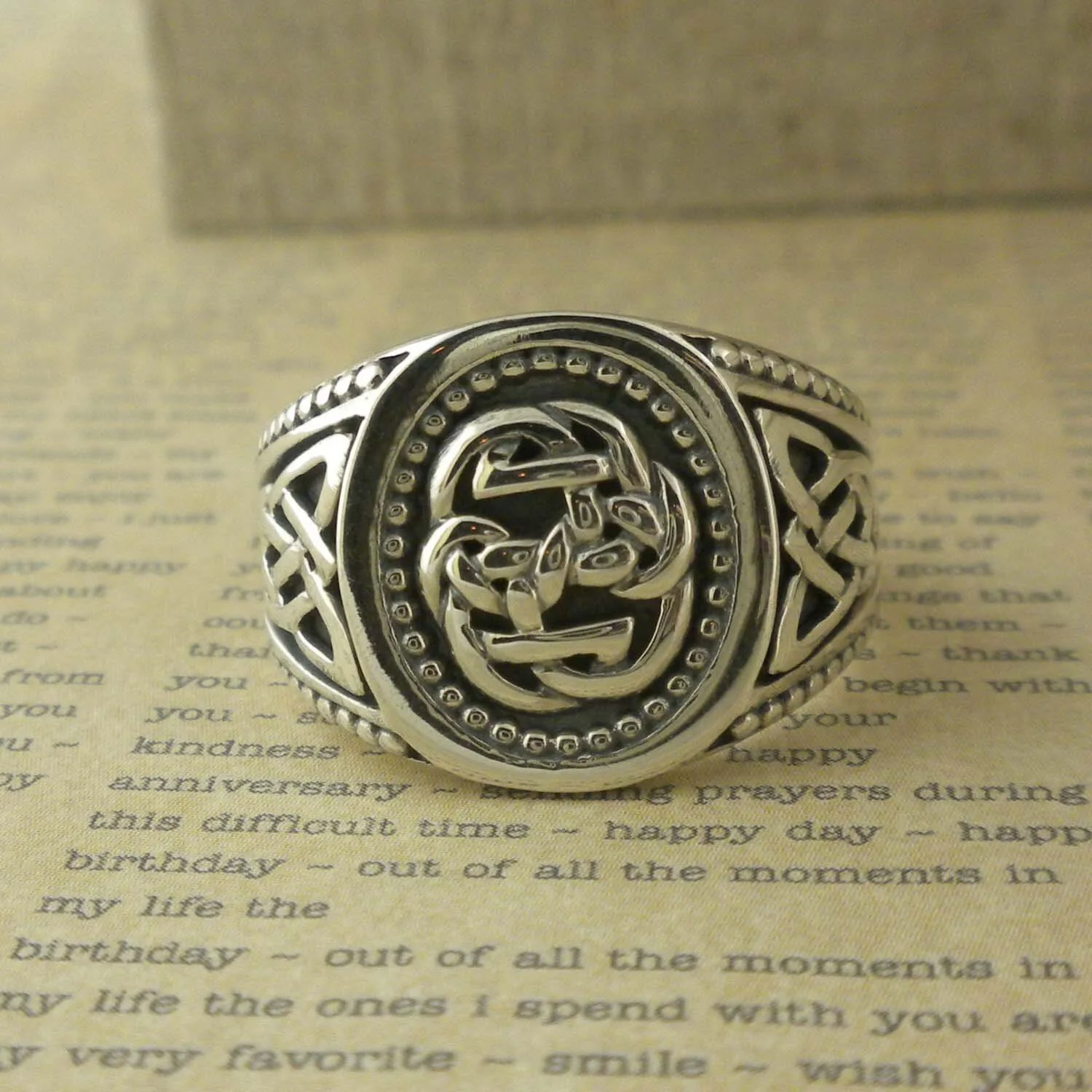Sterling Silver Celtic Lewis Knot Signet Ring