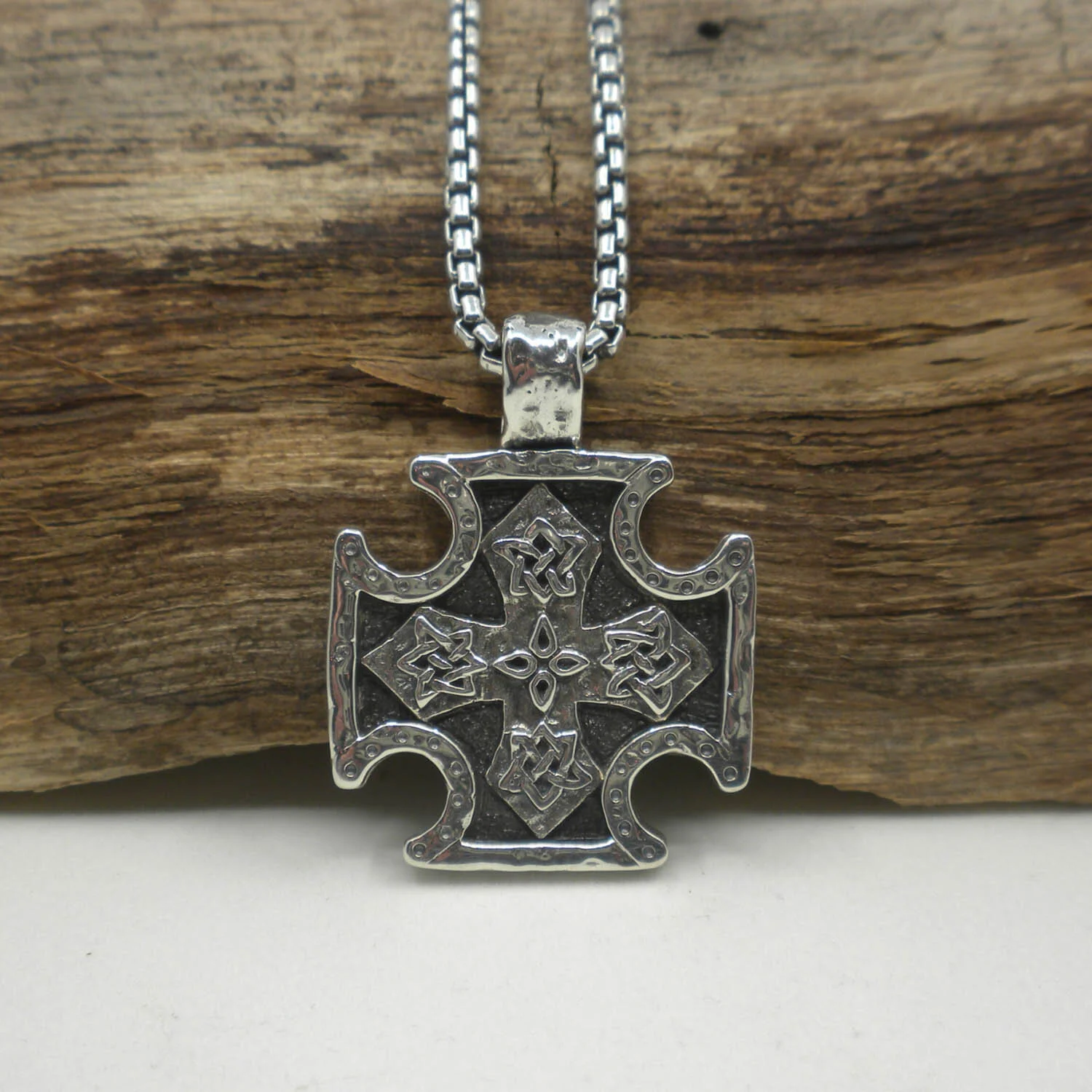 Sterling Silver Petrichor Celtic Biker Cross Pendant