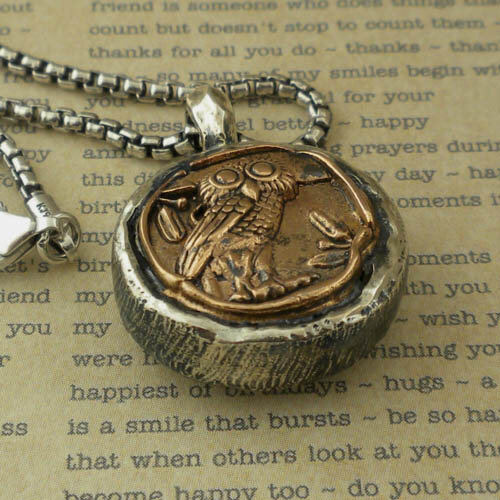 Bronze and Sterling Silver Wisdom of the Warrior Pendant