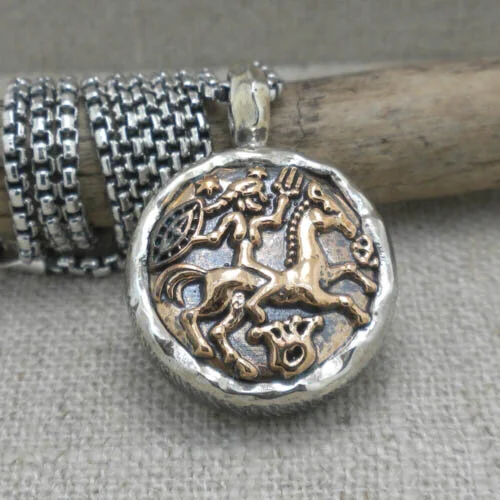 Bronze and Sterling Silver Warrior Goddess Pendant