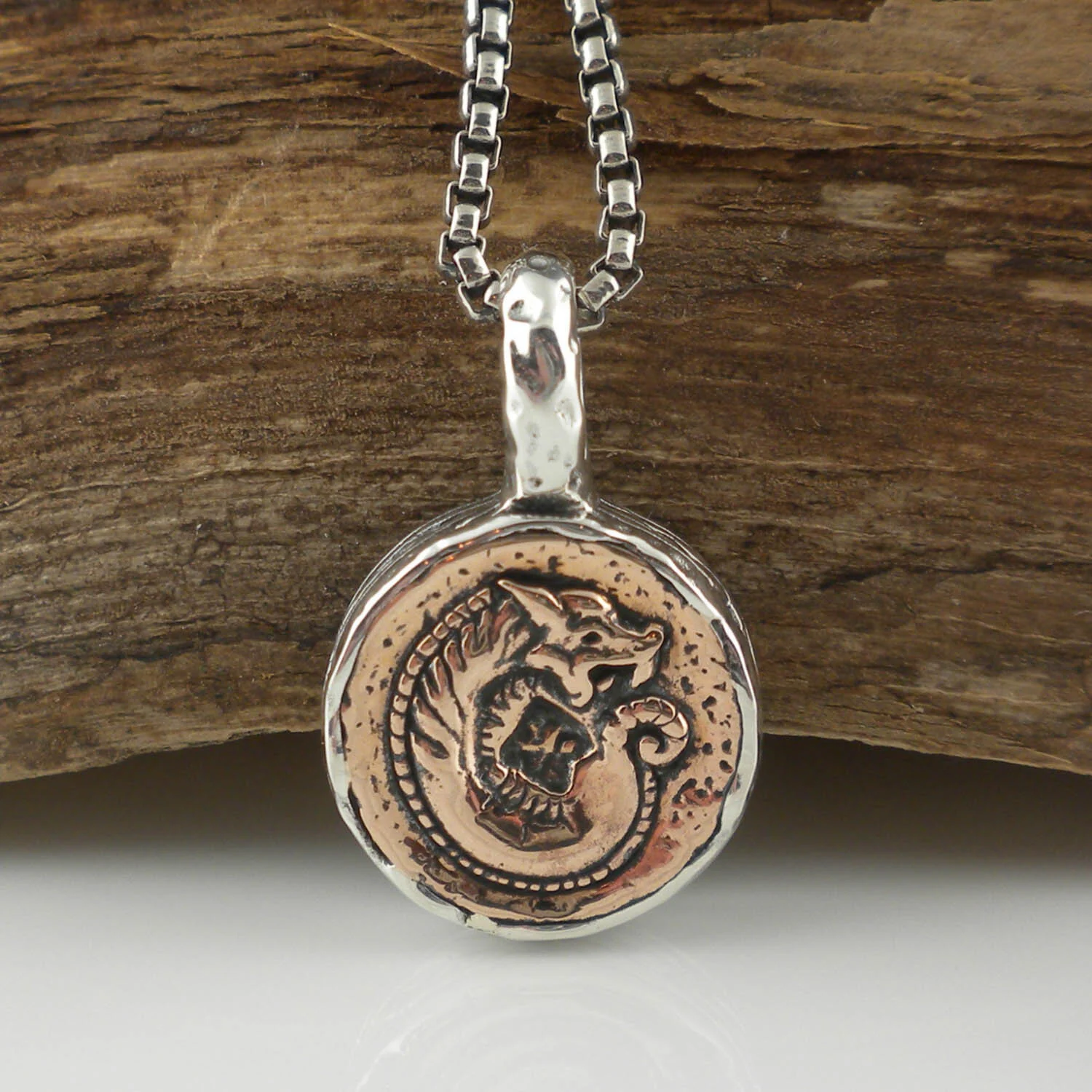 Bronze and Sterling Silver Dragon Spirit Pendant  