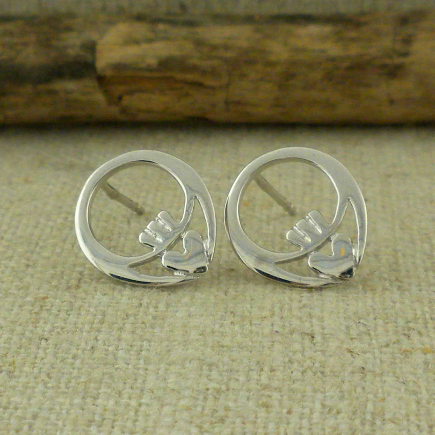Sterling Silver Dainty Claddagh Earrings