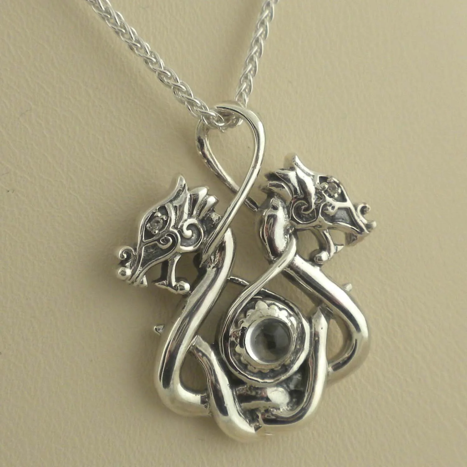 Sterling Silver Double Dragon Pendant in two sizes
