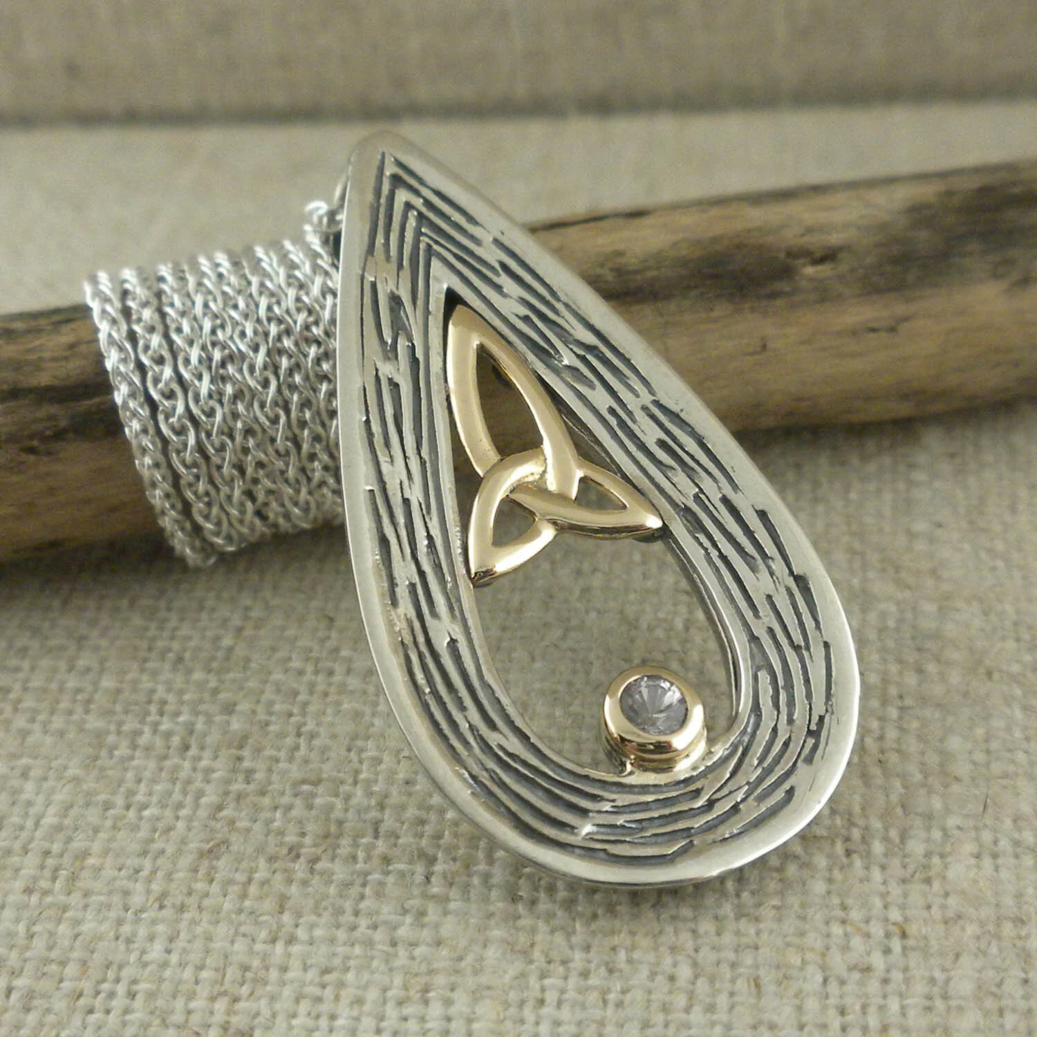Sterling Silver &amp; 10K Trinity Knot Pendant