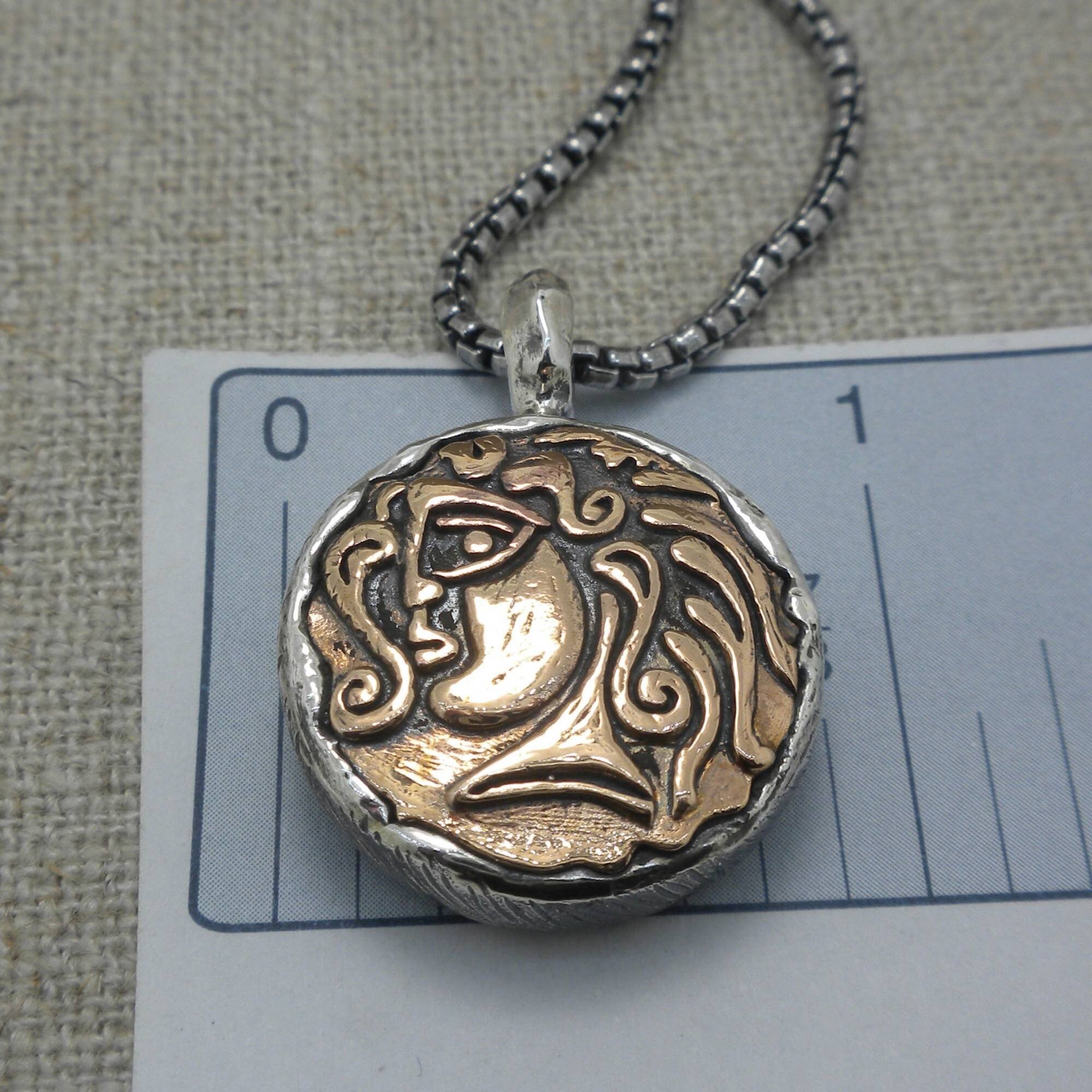 Sterling &amp; Bronze Ancient Coin Pendant