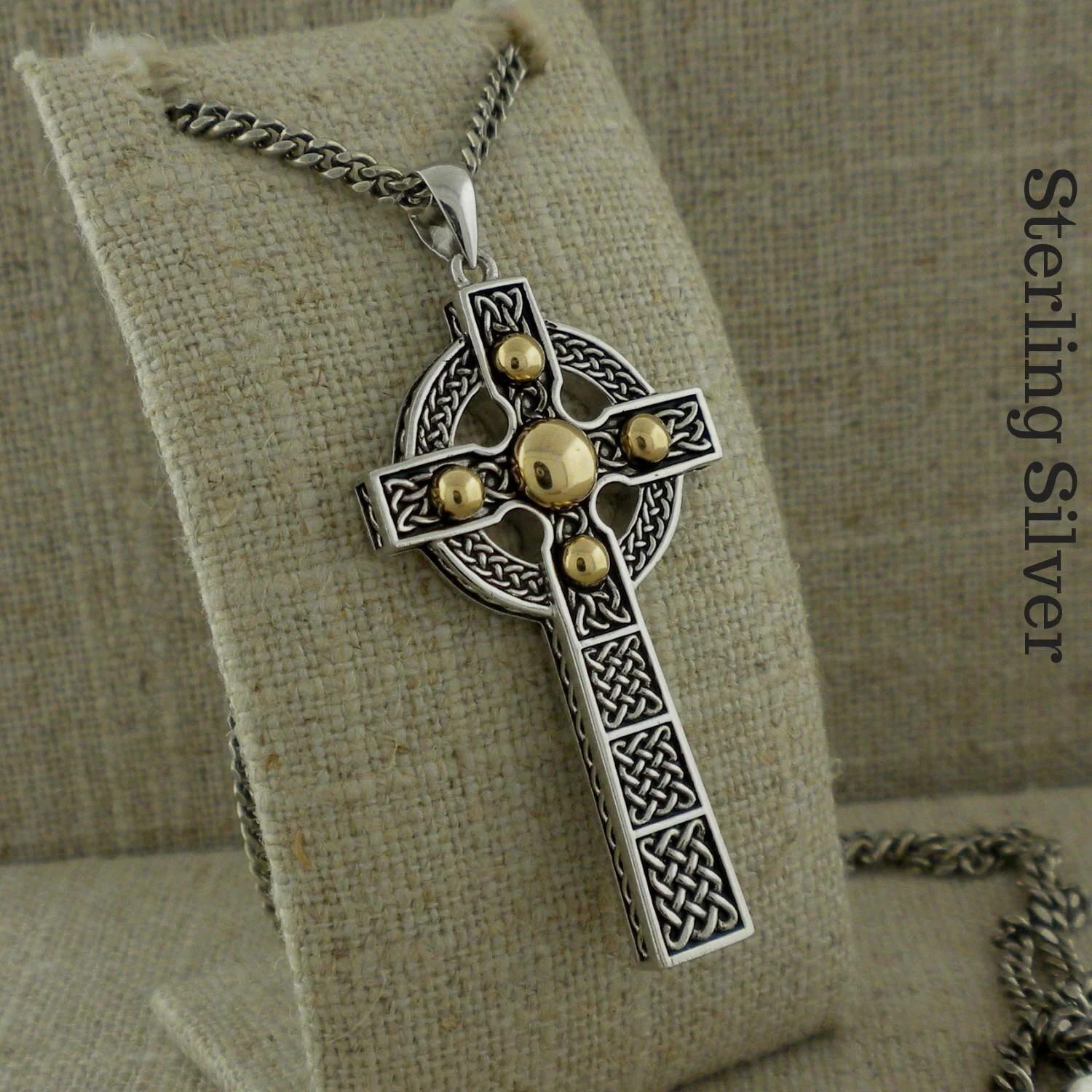 Sterling Silver & 10K Heavy Celtic Cross